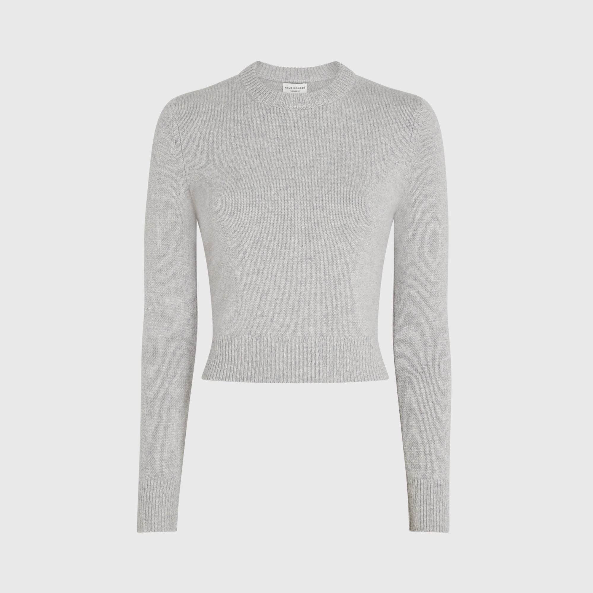 CLUB MONACO - Cashmere Shrunken Crewneck Sweater - Light Heather Grey