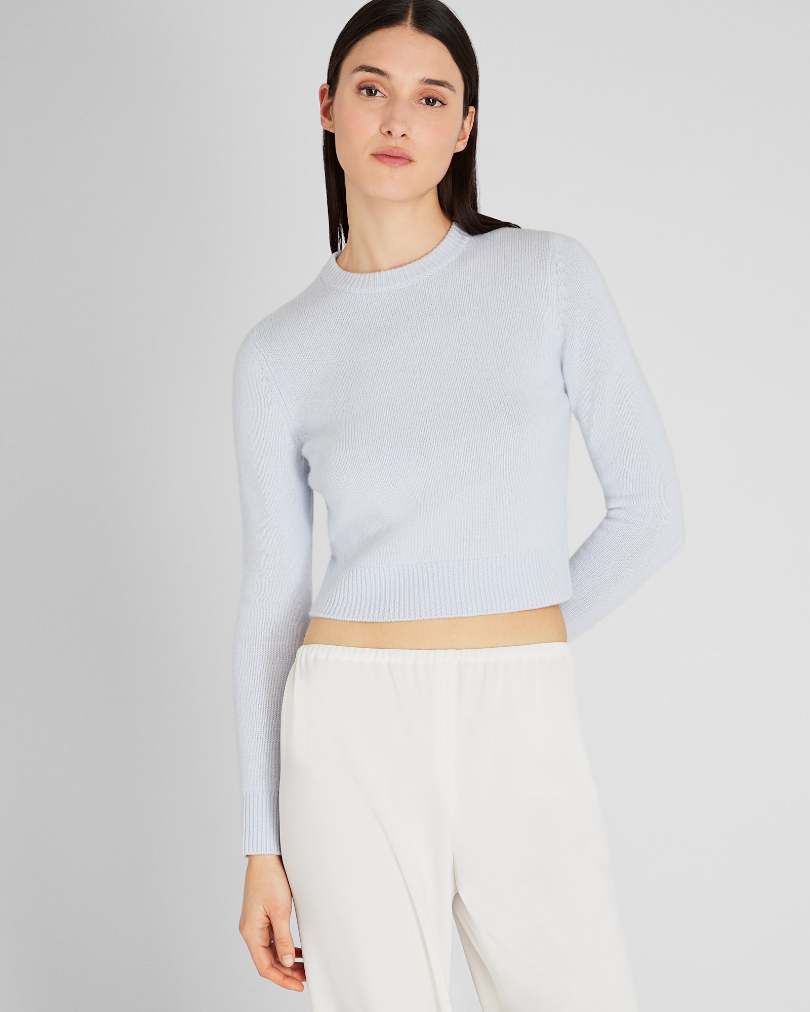 CLUB MONACO - Cashmere Shrunken Crewneck Sweater - Sky Light