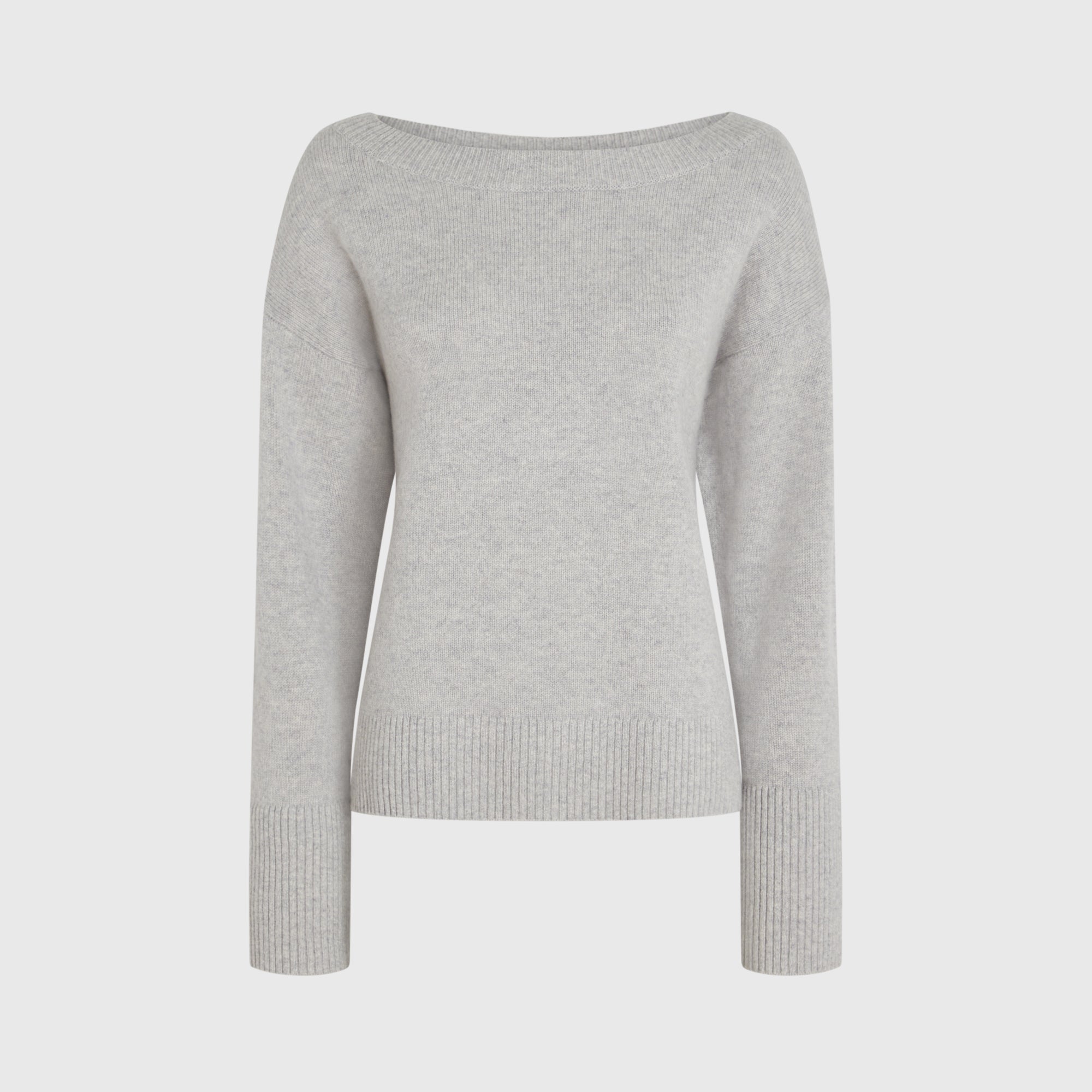 CLUB MONACO - Pull col bateau à manches larges en cachemire - Gris Chiné Clair