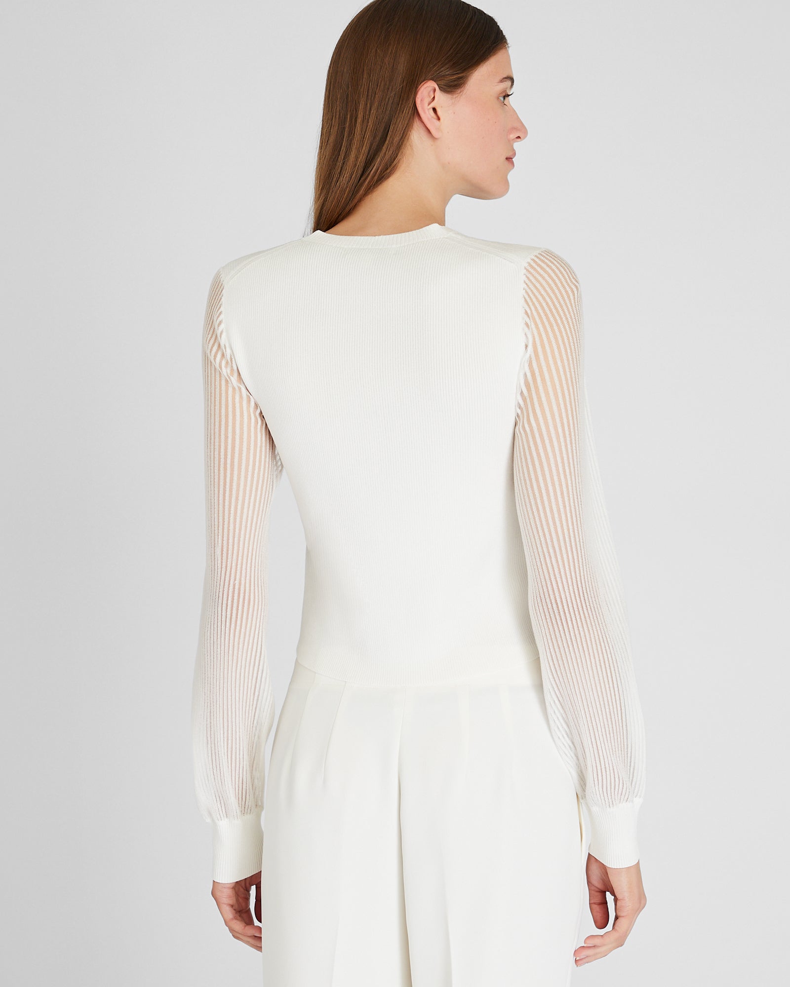 CLUB MONACO - Sheer Sleeve Crewneck Sweater - Cream
