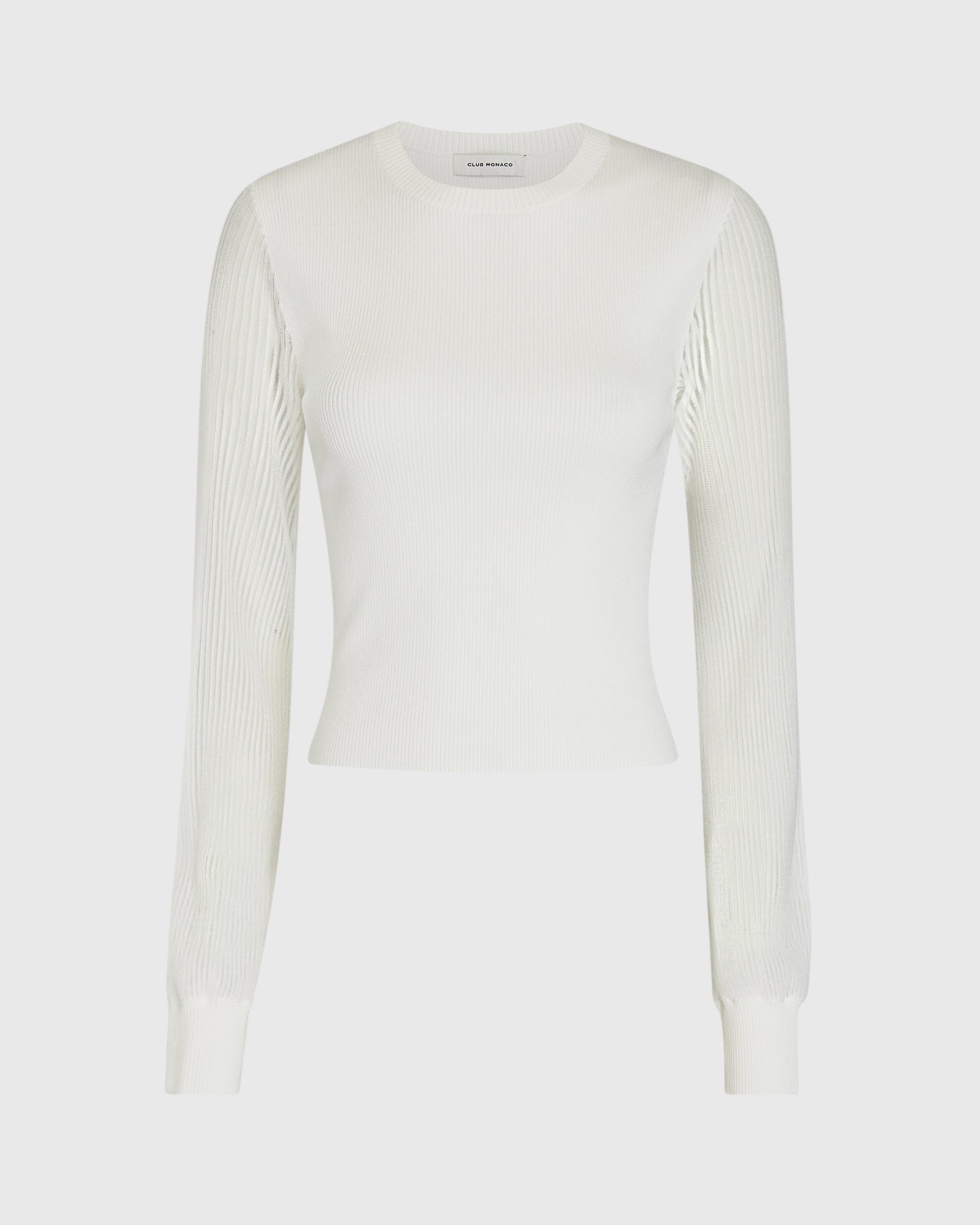 CLUB MONACO - Sheer Sleeve Crewneck Sweater - Cream