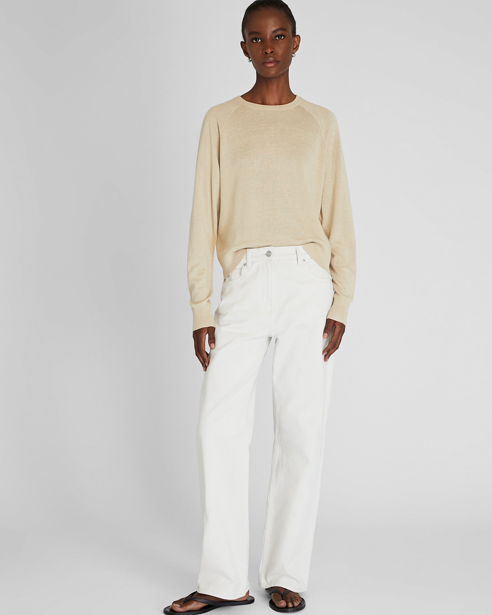 CLUB MONACO - Pull ras du cou raglan en lin - Bronzage clair