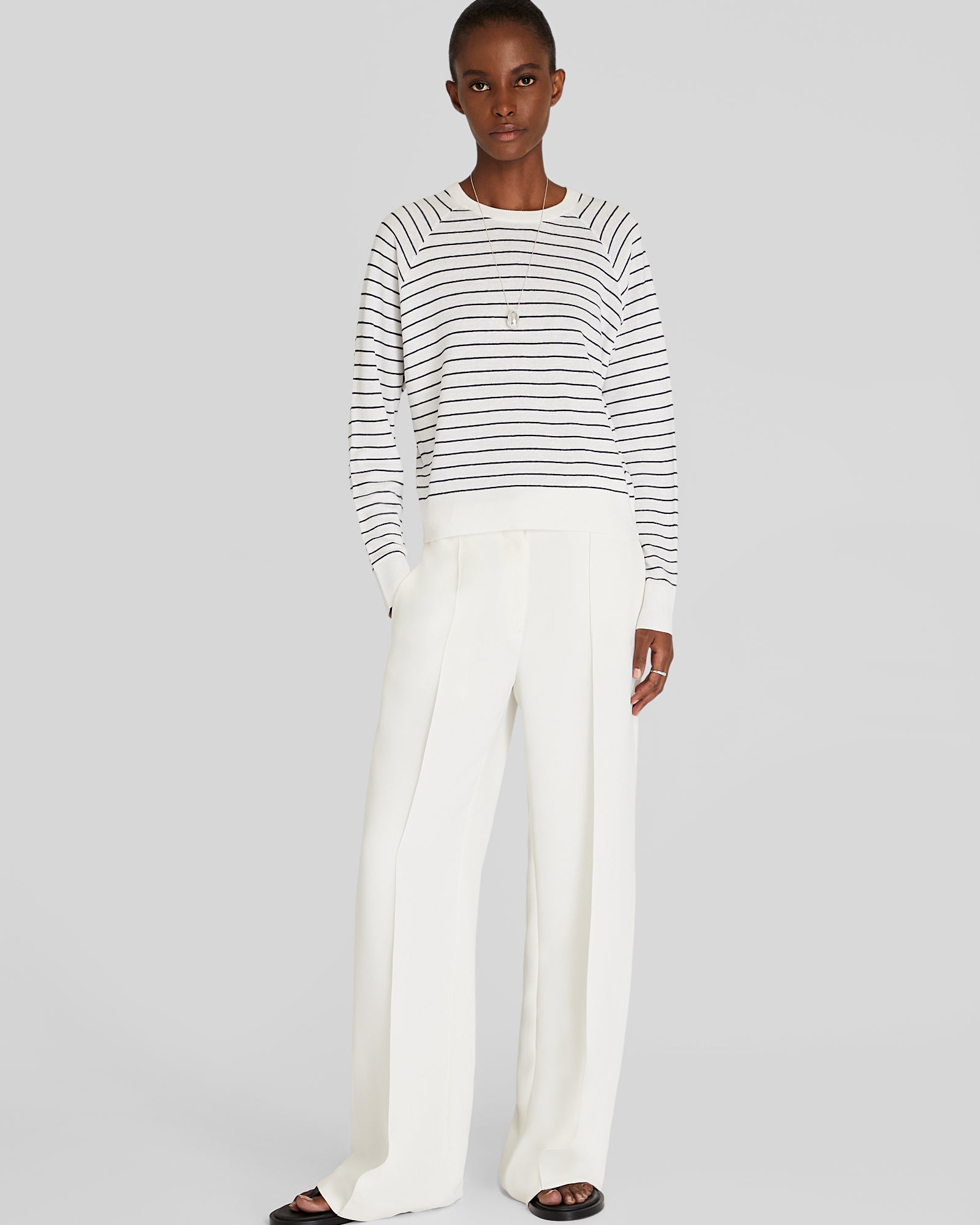 CLUB MONACO - Linen Raglan Crew Neck Sweater - White