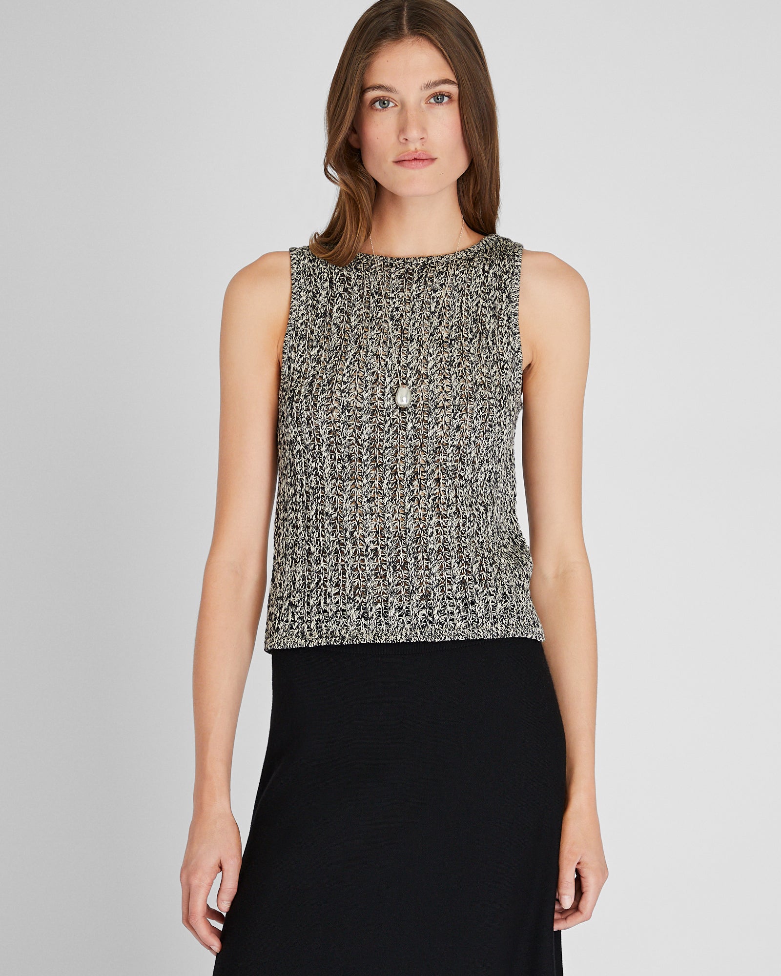CLUB MONACO - Linen Blend Sweater Tank - Black