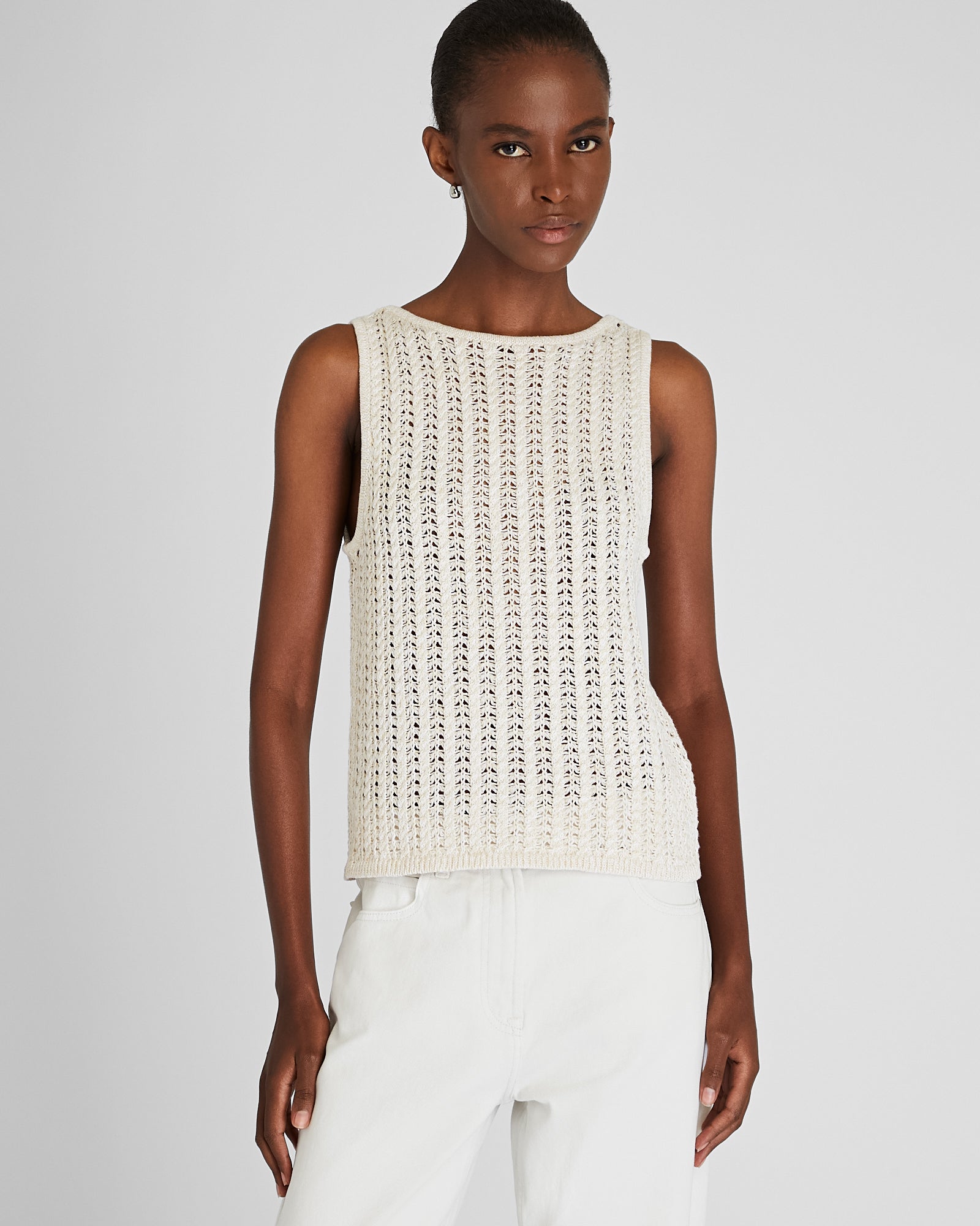 CLUB MONACO - Linen Blend Sweater Tank - Sesame