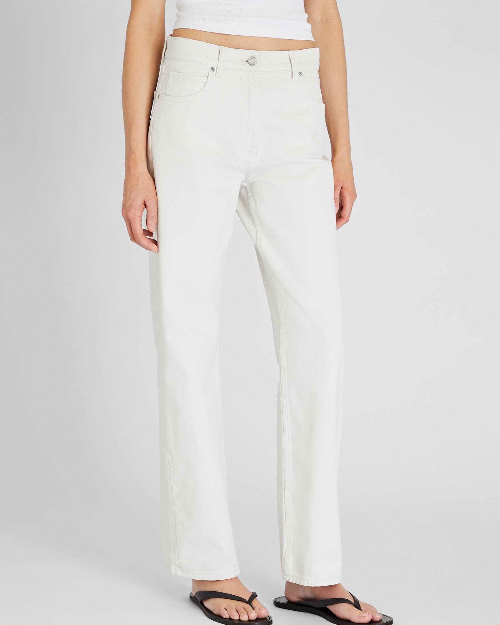 CLUB MONACO - Pantalon en sergé de coton à jambe droite - Blanc Cassé