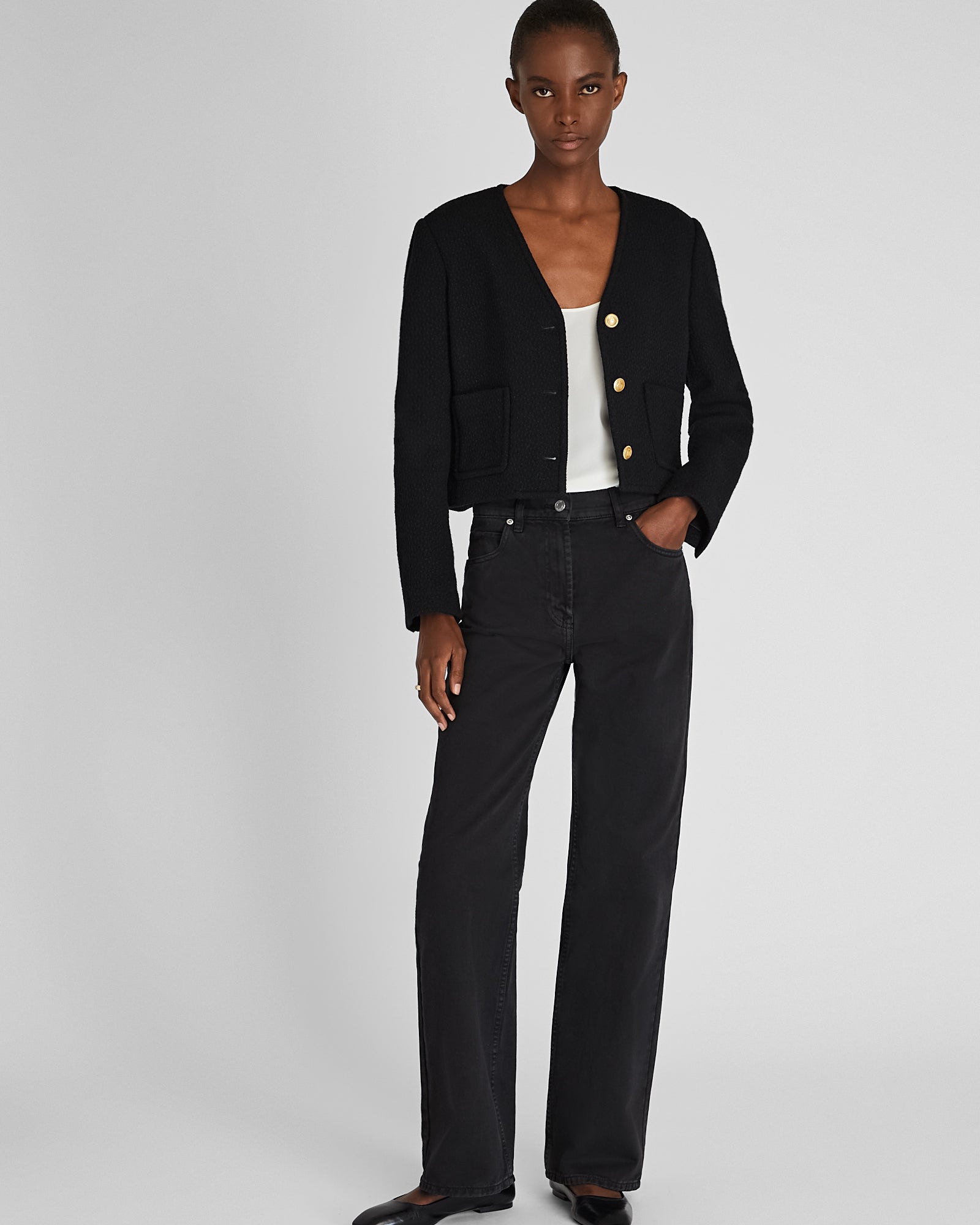 CLUB MONACO - Straight Leg Cotton Twill Pant - Black