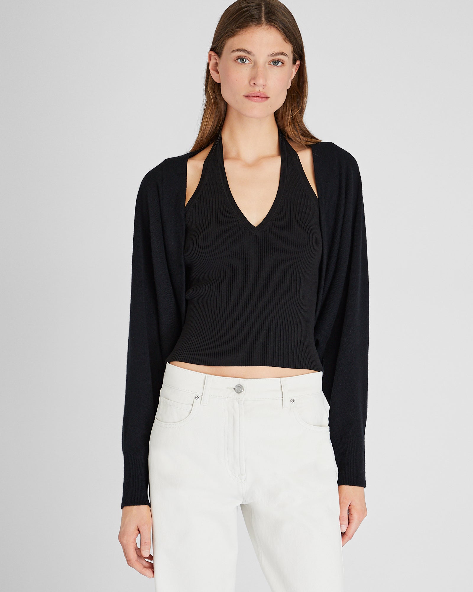 CLUB MONACO - Cashmere Open Cardigan - Black
