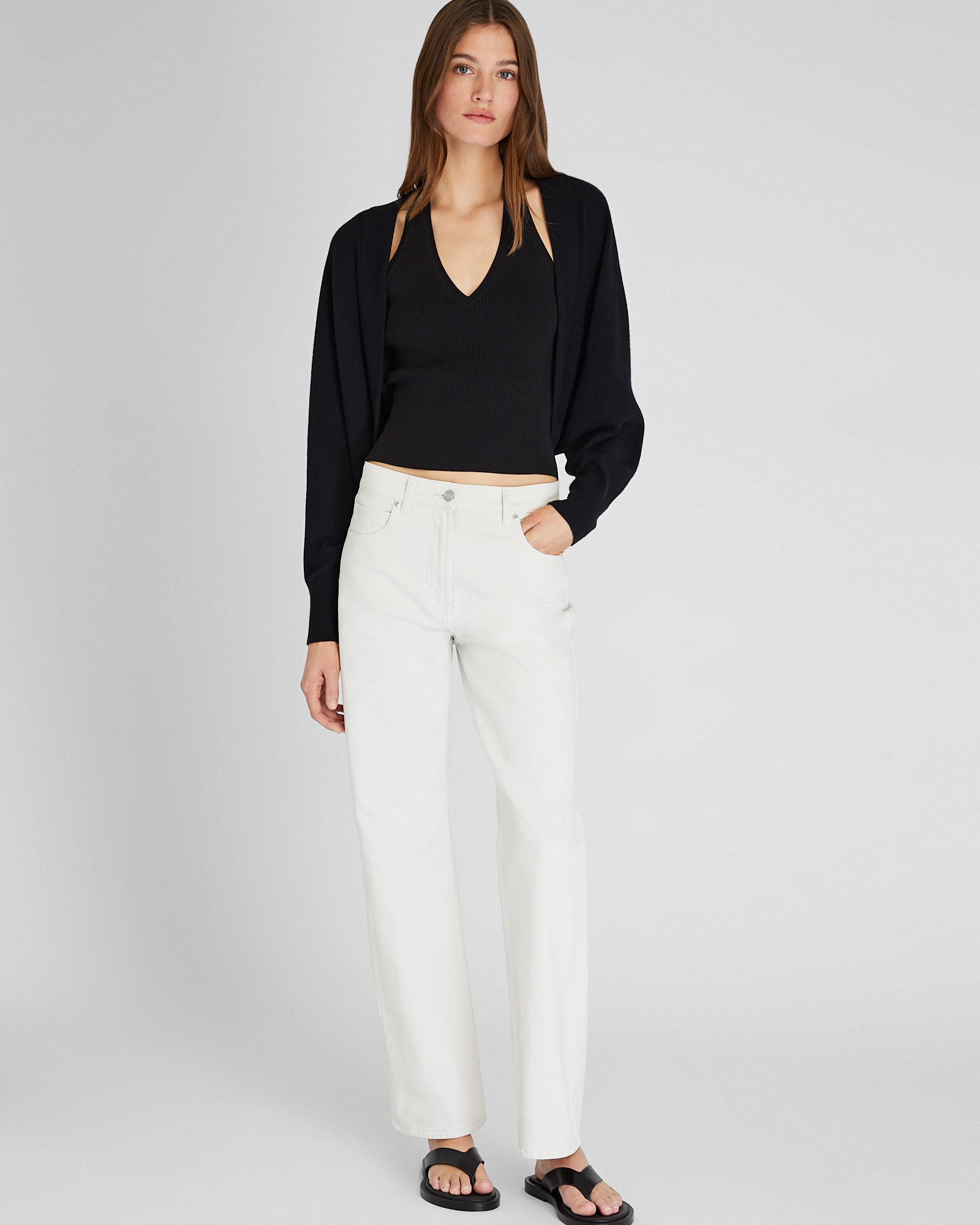 CLUB MONACO - Cashmere Open Cardigan - Black