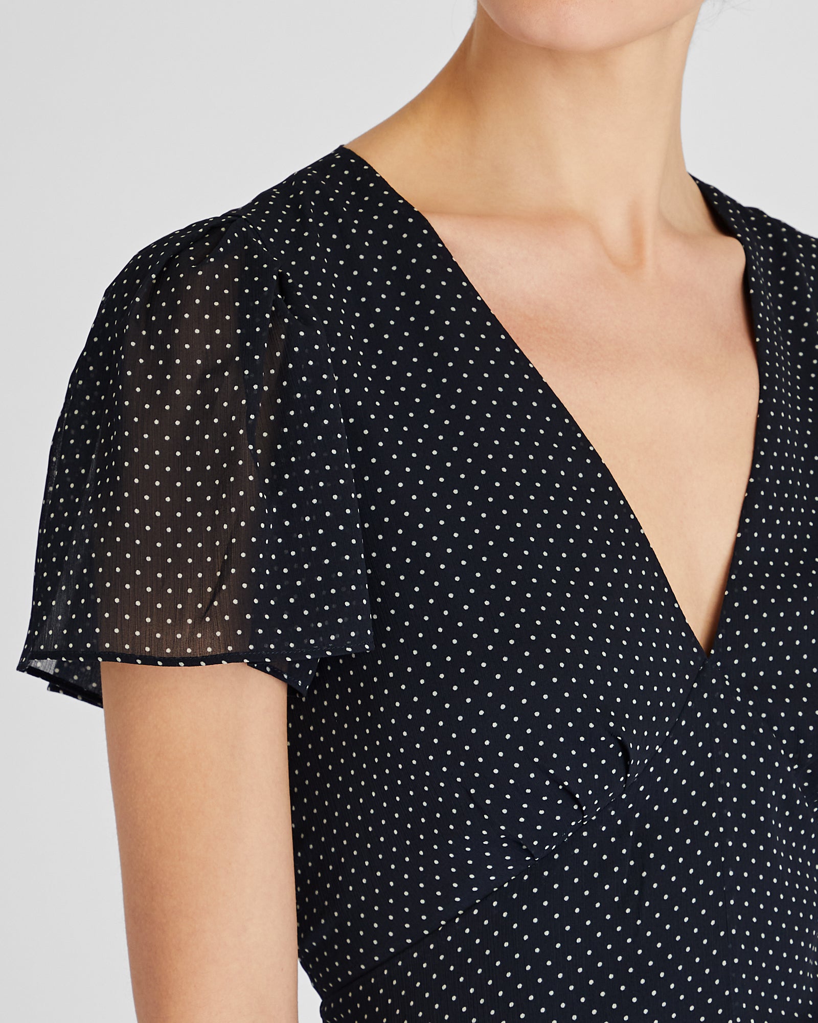 CLUB MONACO - Flutter Sleeve Midi Dress - Navy Base