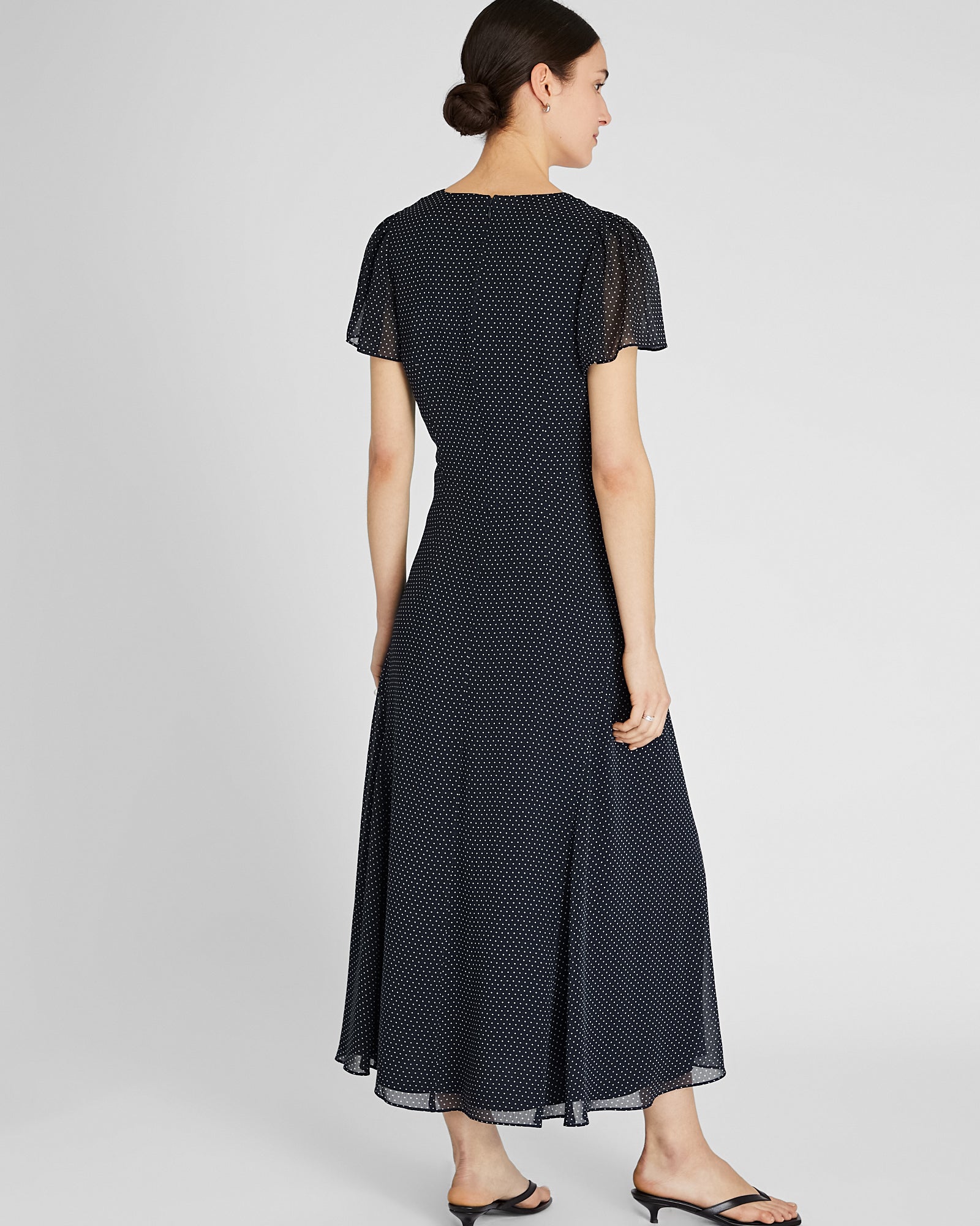 CLUB MONACO - Flutter Sleeve Midi Dress - Navy Base