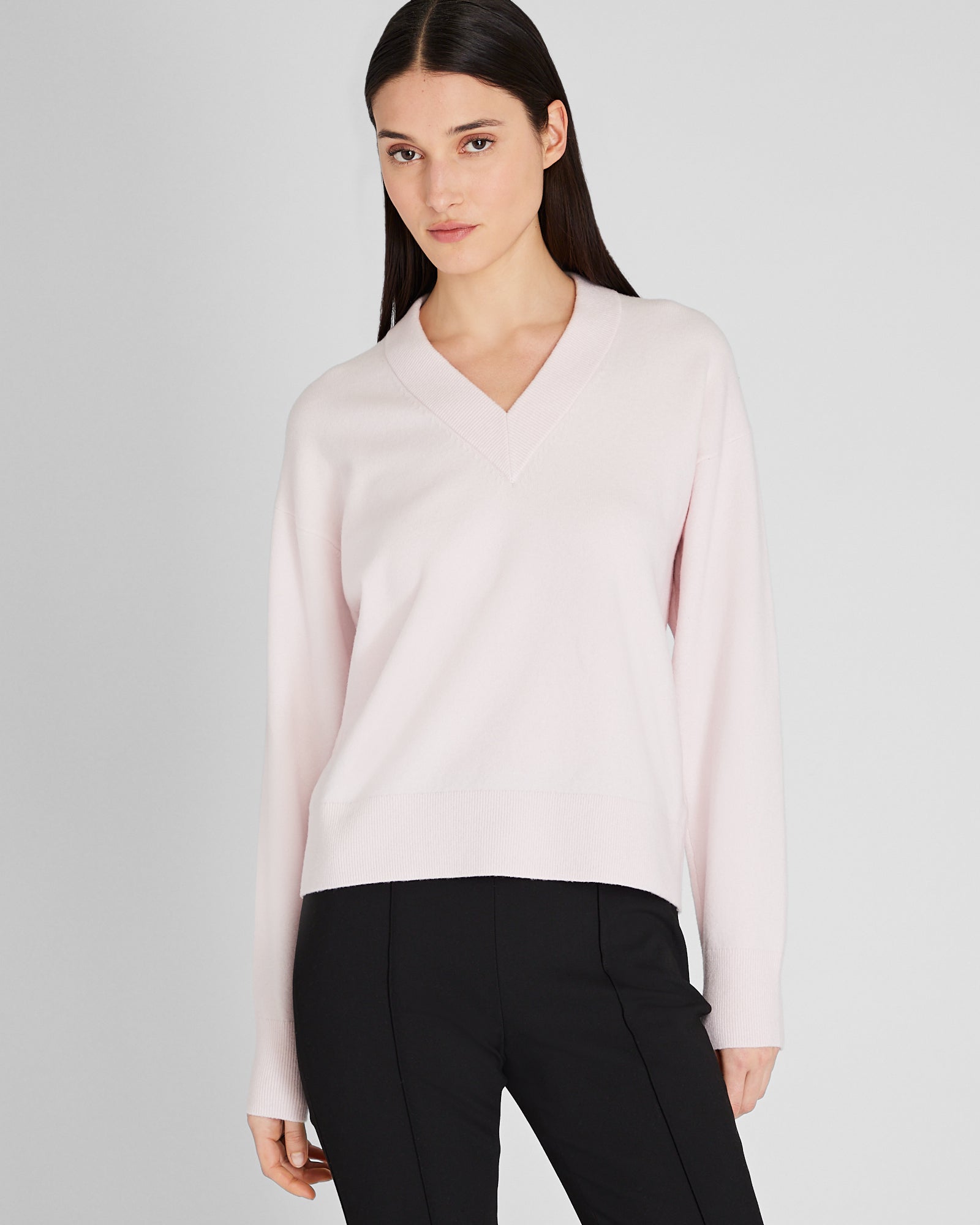 CLUB MONACO - Pull col V en mélange de laine mérinos - Mauve