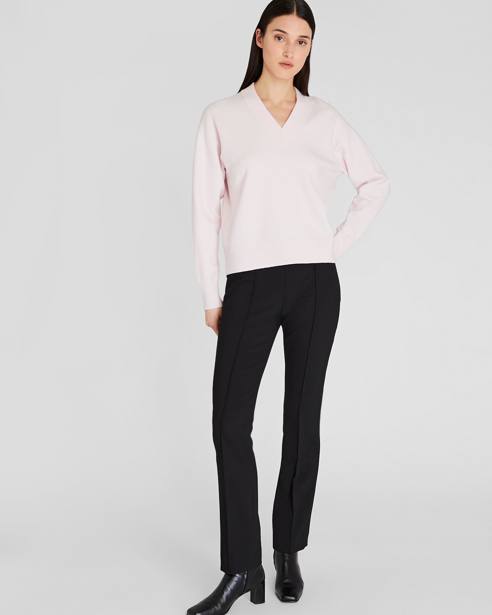 CLUB MONACO - Pull col V en mélange de laine mérinos - Mauve