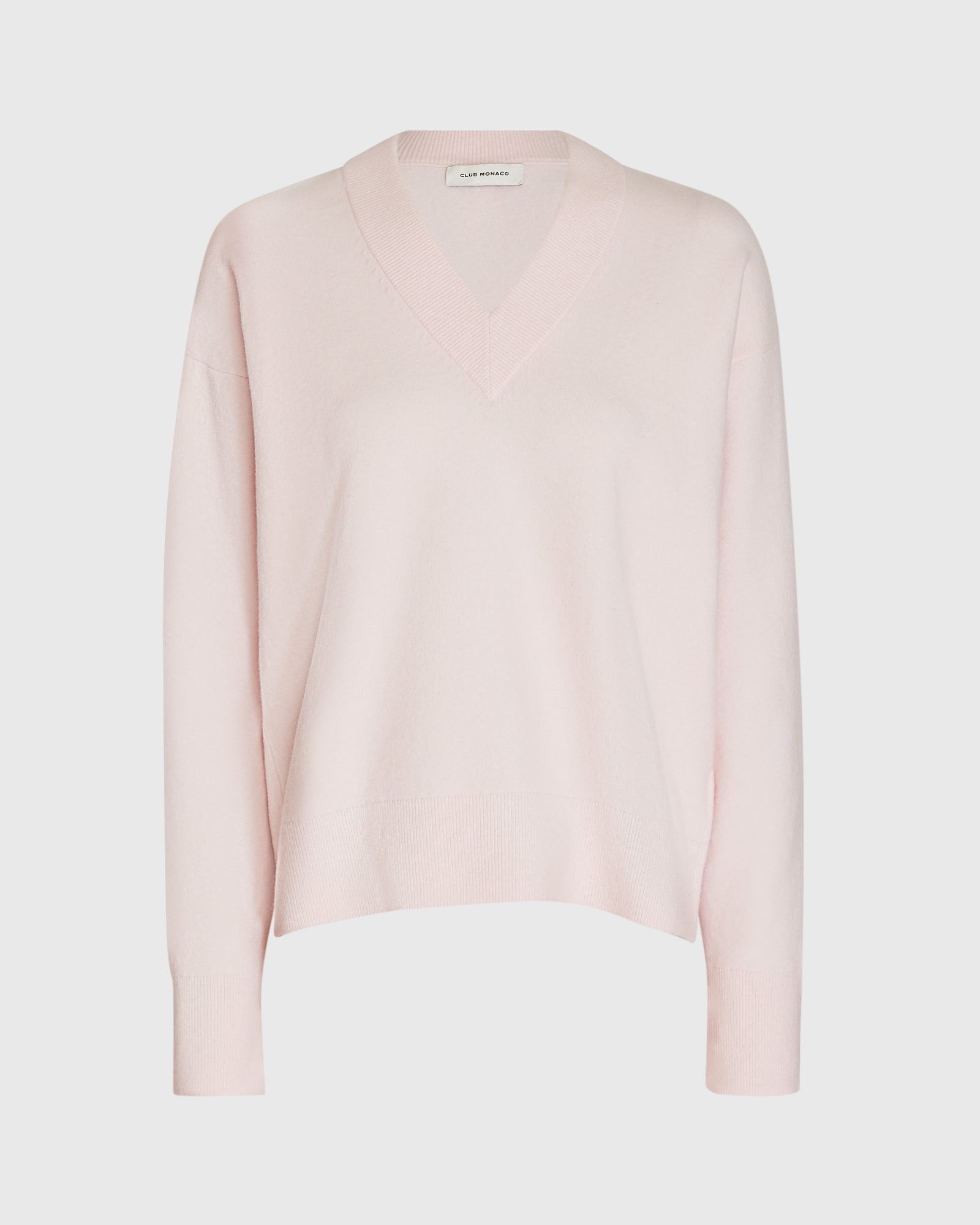 CLUB MONACO - Pull col V en mélange de laine mérinos - Mauve