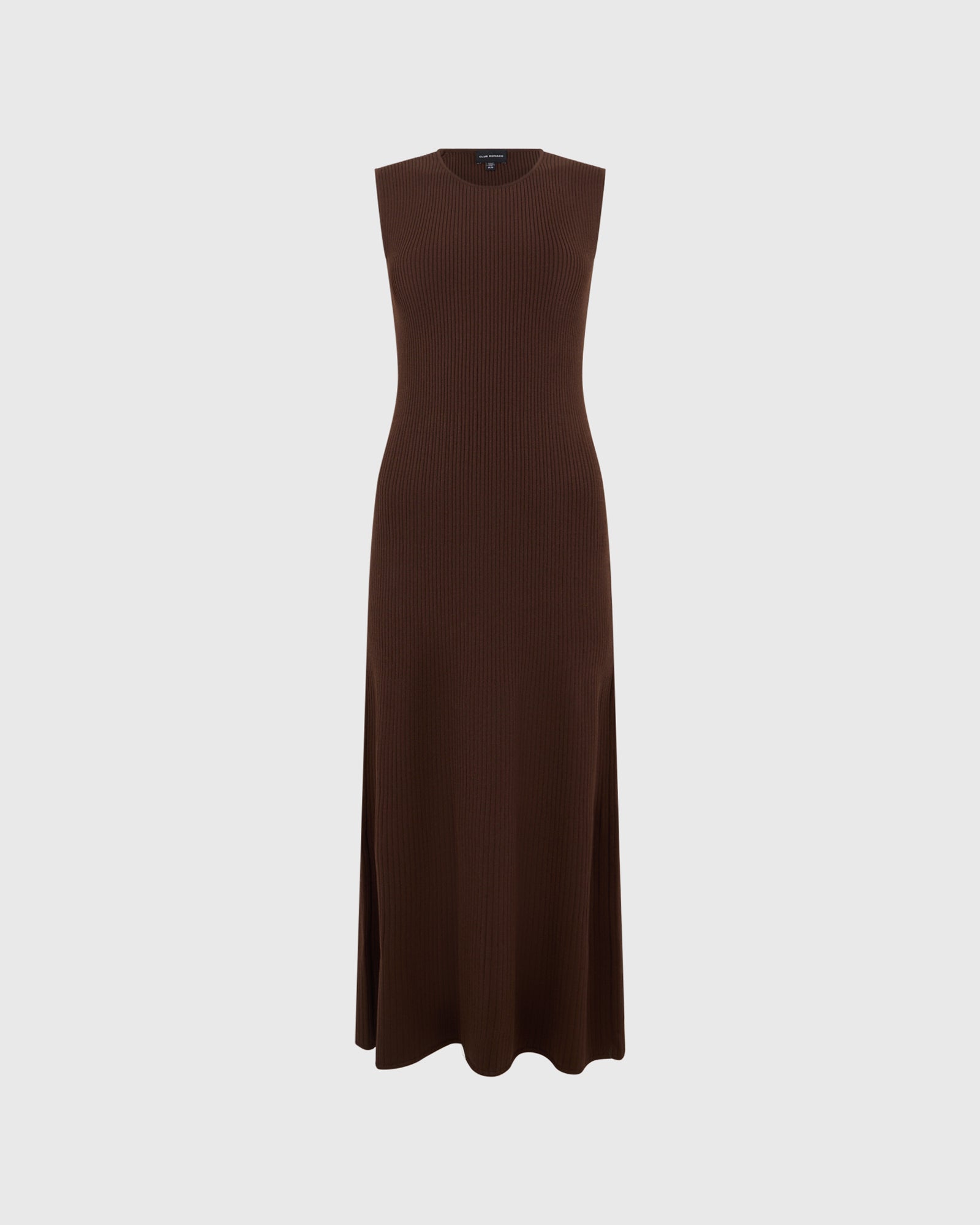 Club Monaco Corp, CA - Ribbed Crewneck Midi Dress - Chocolat