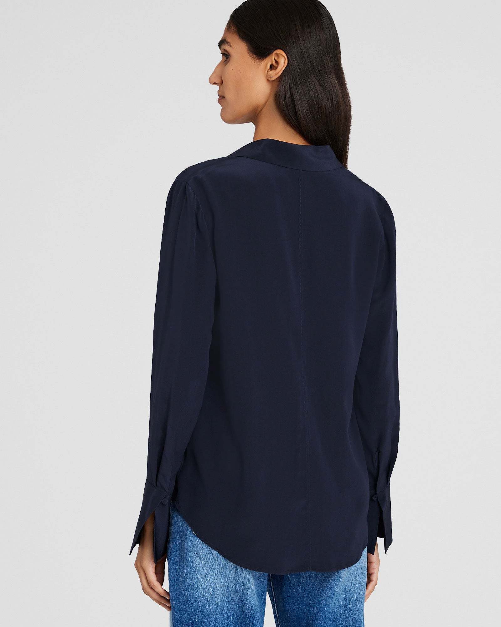CLUB MONACO - Chemise en soie Helek - Marine