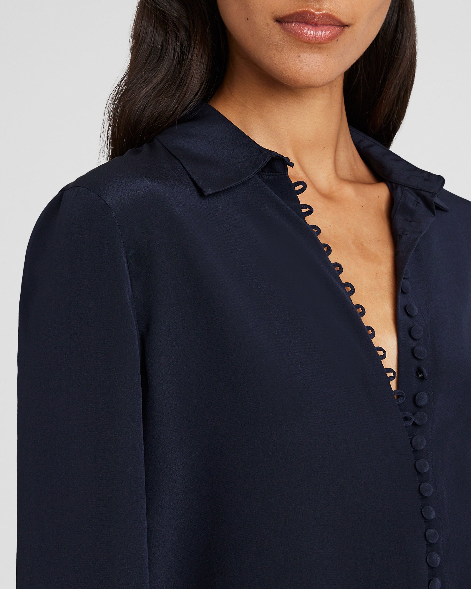 CLUB MONACO - Chemise en soie Helek - Marine