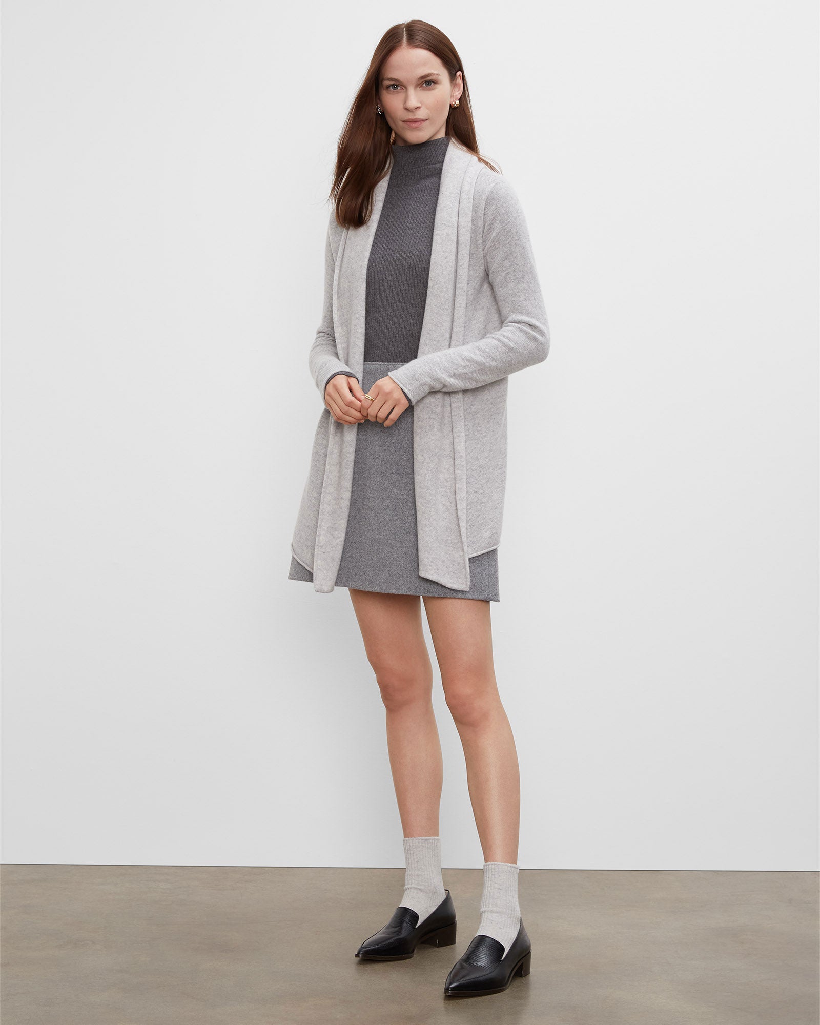 CLUB MONACO - Cristina Cashmere Cardigan - Gris Chiné Clair