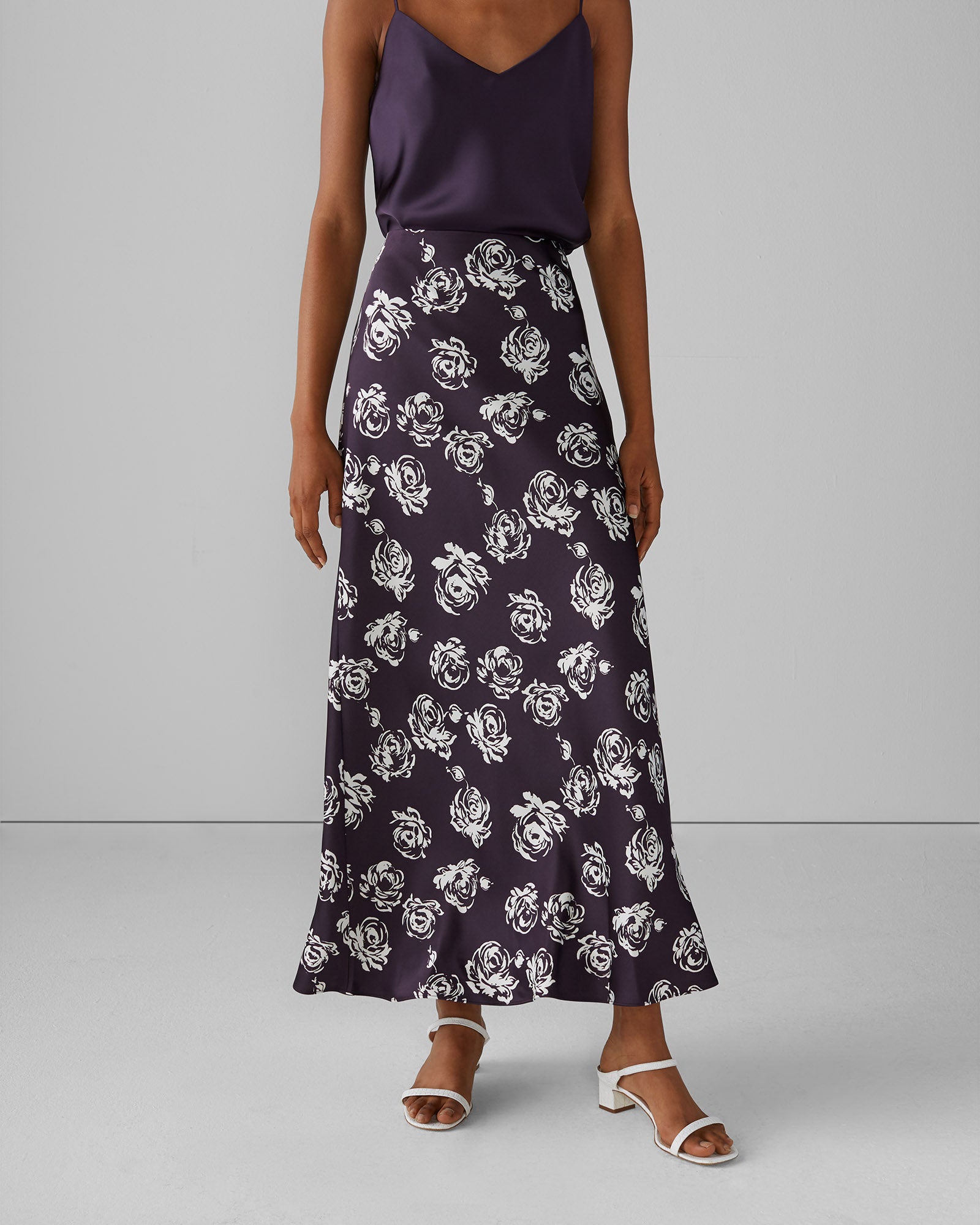CLUB MONACO - Printed Slip Skirt - Purple Print