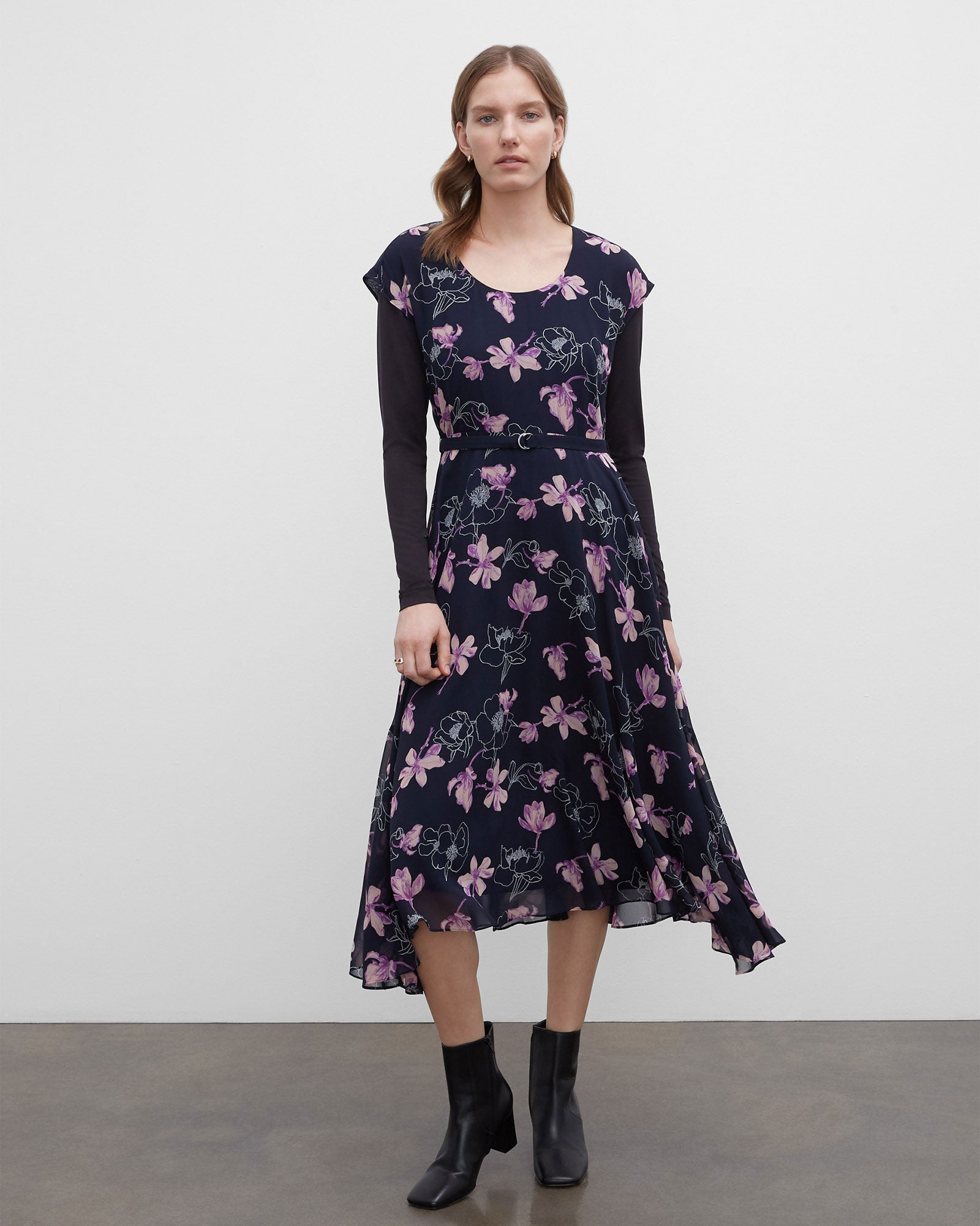 CLUB MONACO - Soft Print Dress - Navy Mix