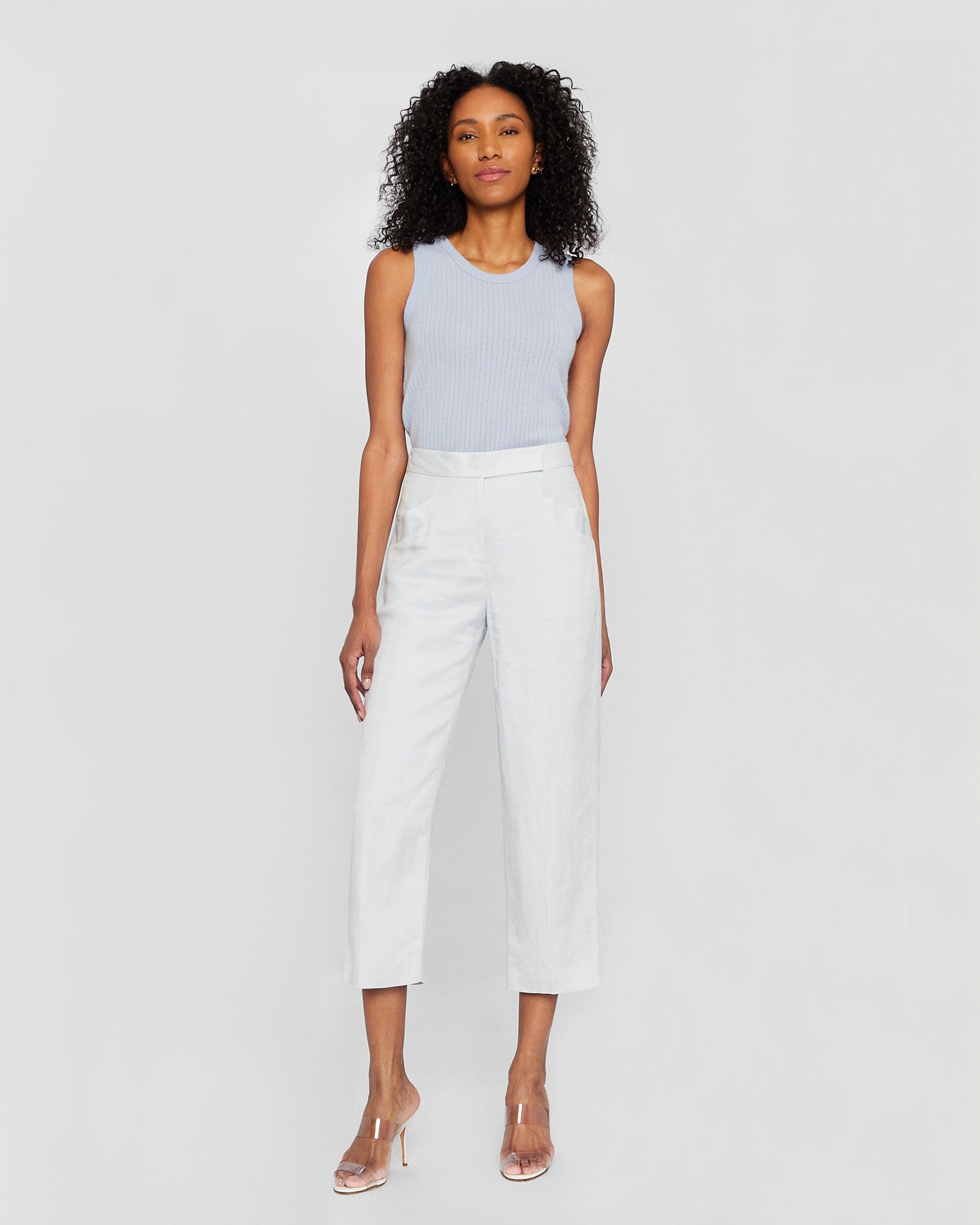 CLUB MONACO - Pantalon en mélange de lin - Brume grise
