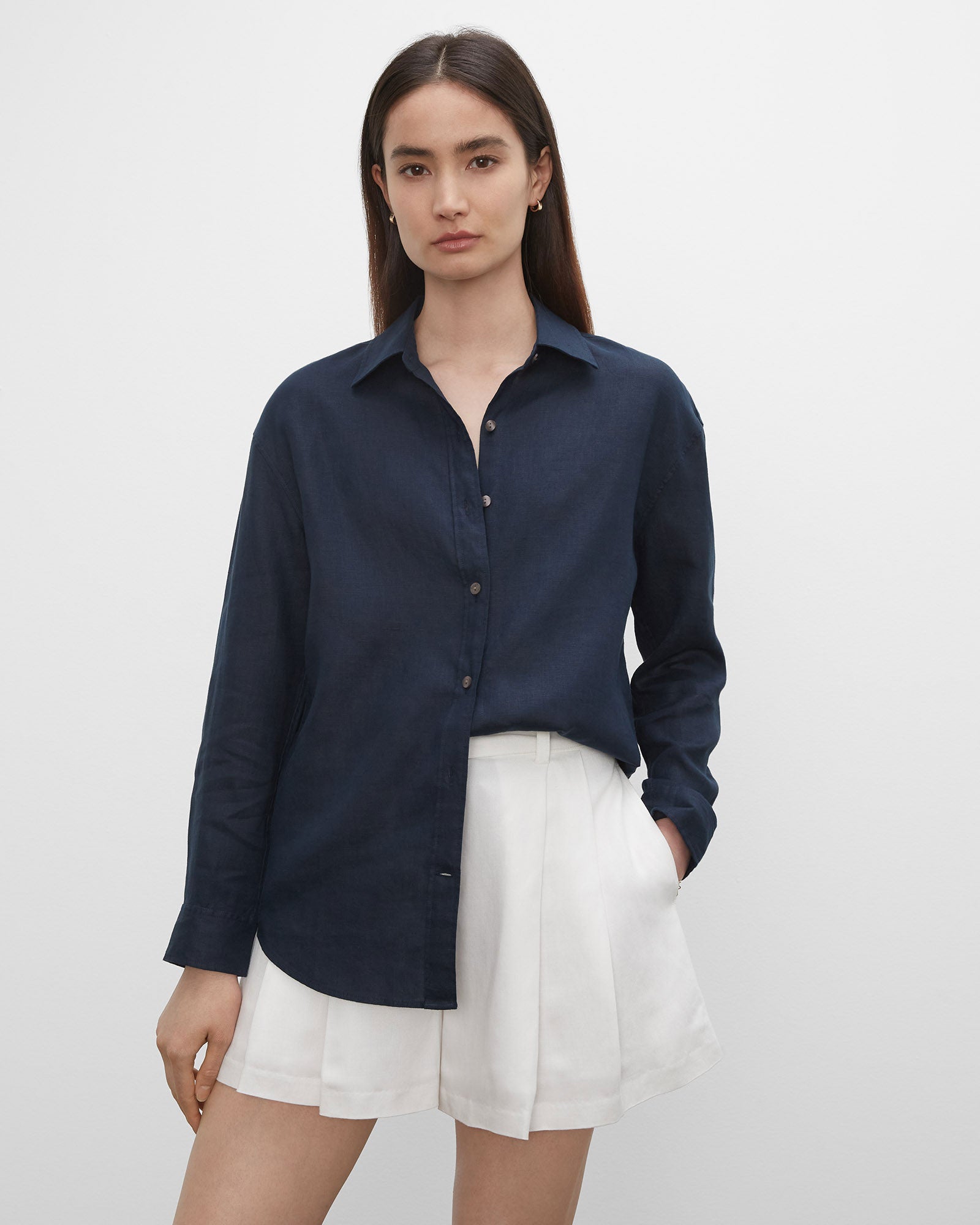 CLUB MONACO - Chemise en lin à manches longues - Blanc