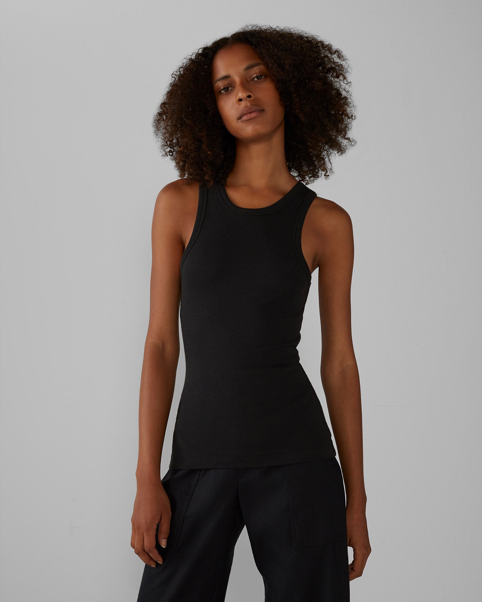 CLUB MONACO - Racerback Ribbed Tank - Black
