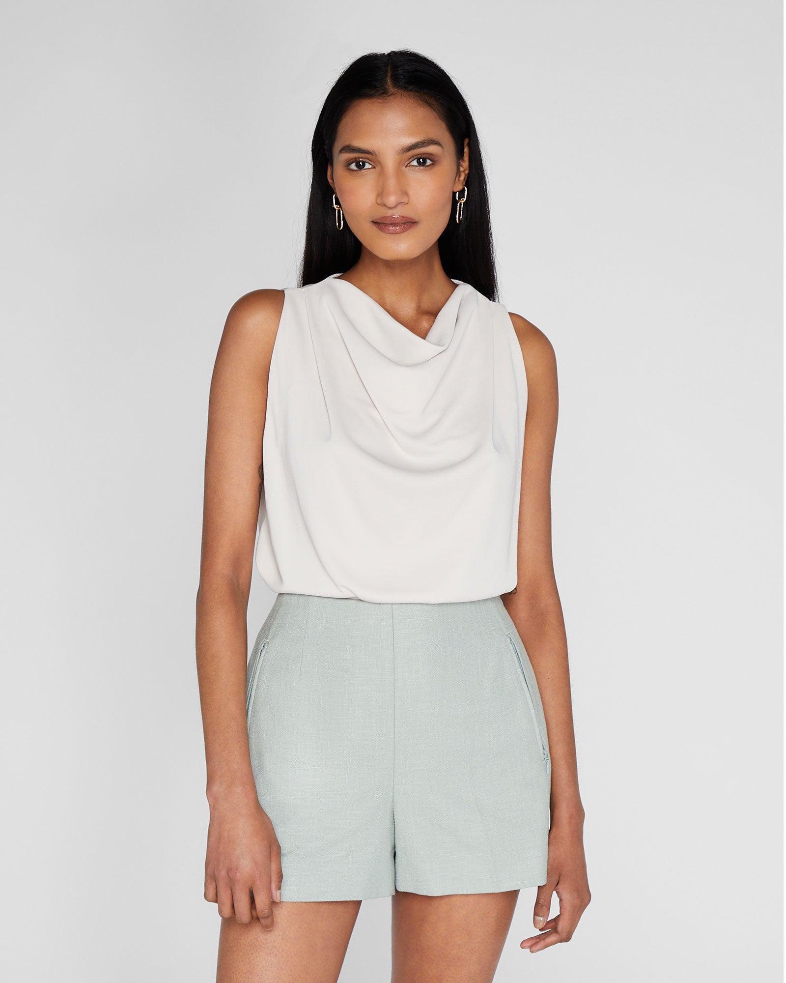 CLUB MONACO - Romantic Jersey Top - Taupe