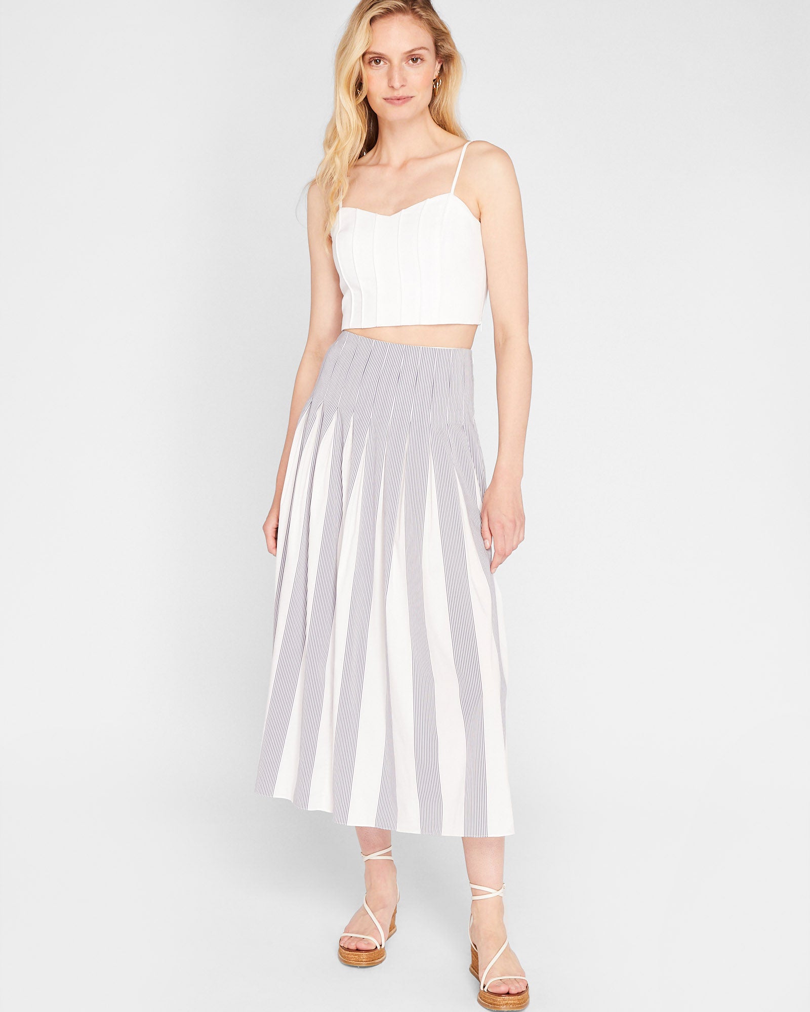 CLUB MONACO - Haut bandeau nervuré - Blanc Brillant