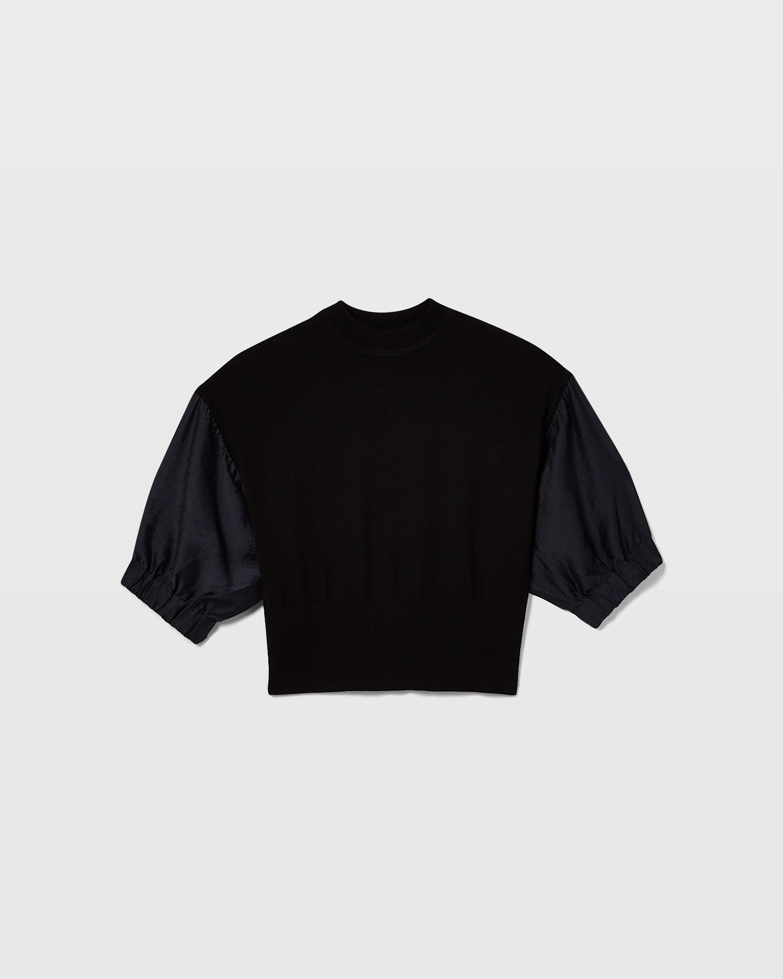 CLUB MONACO - Woven Sleeve Crewneck Sweater - Black