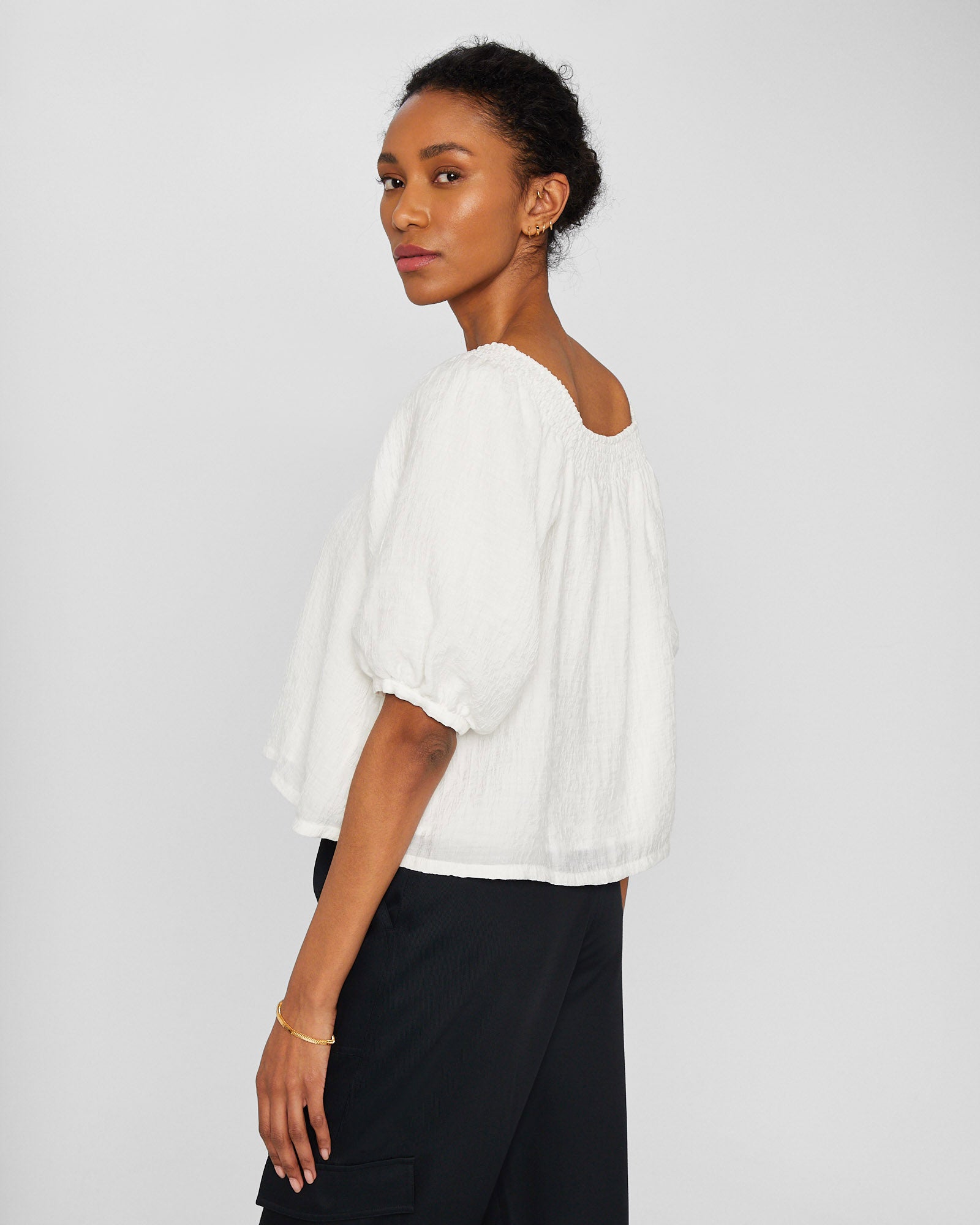 CLUB MONACO - Chemise nuage à volants - Blanc