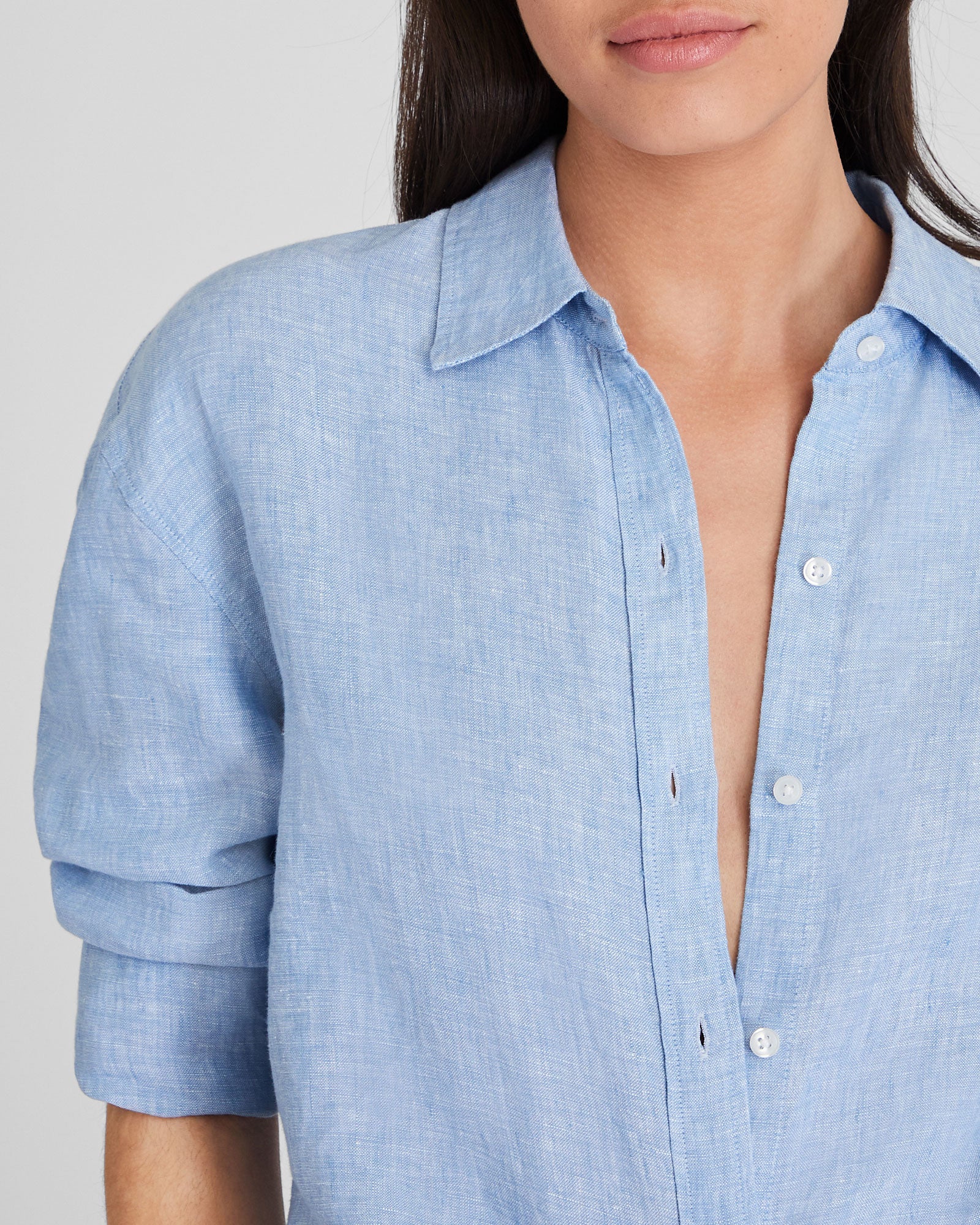 CLUB MONACO - Signature Solid Linen Shirt - Light Blue