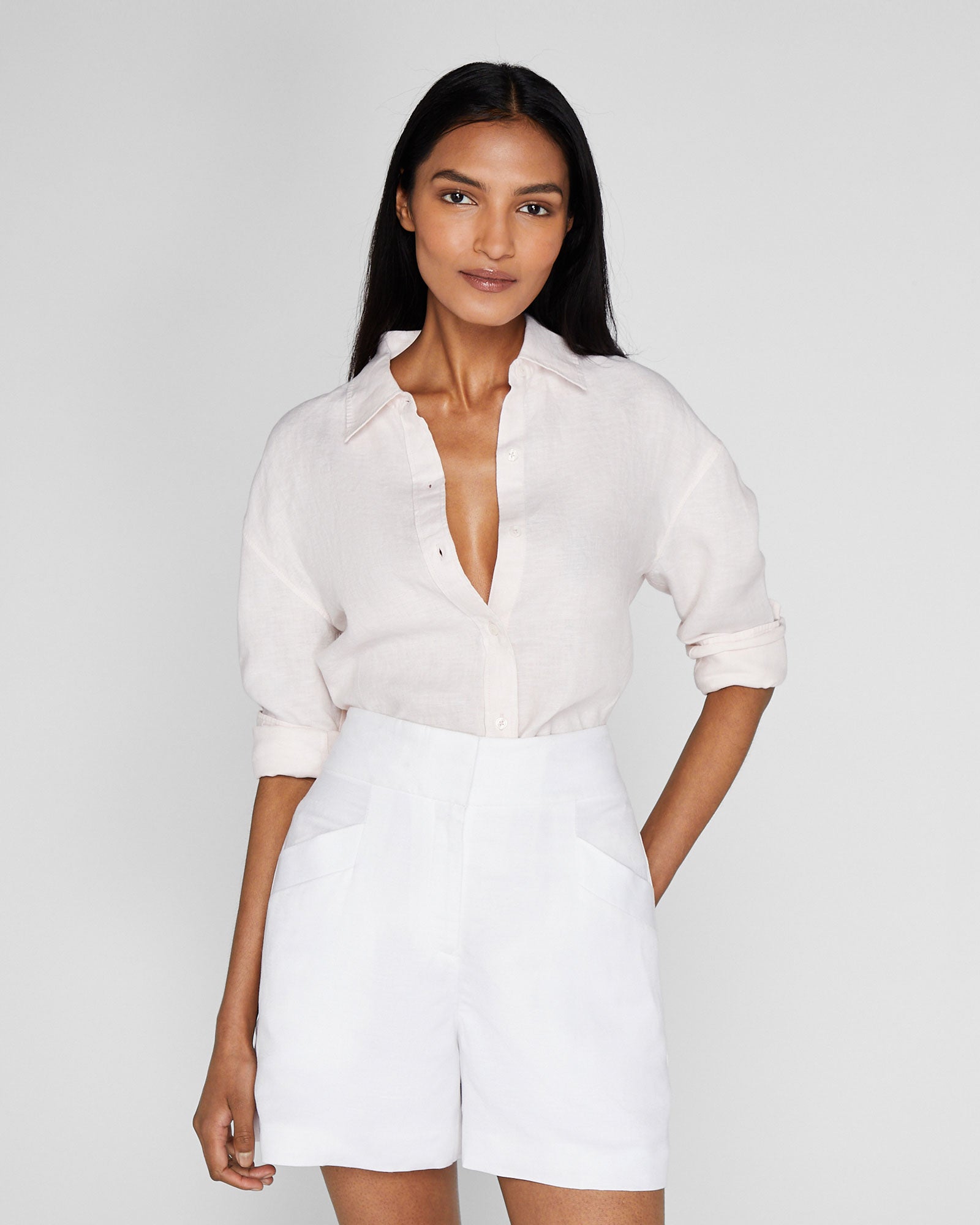 CLUB MONACO - Signature Solid Linen Shirt - Peach