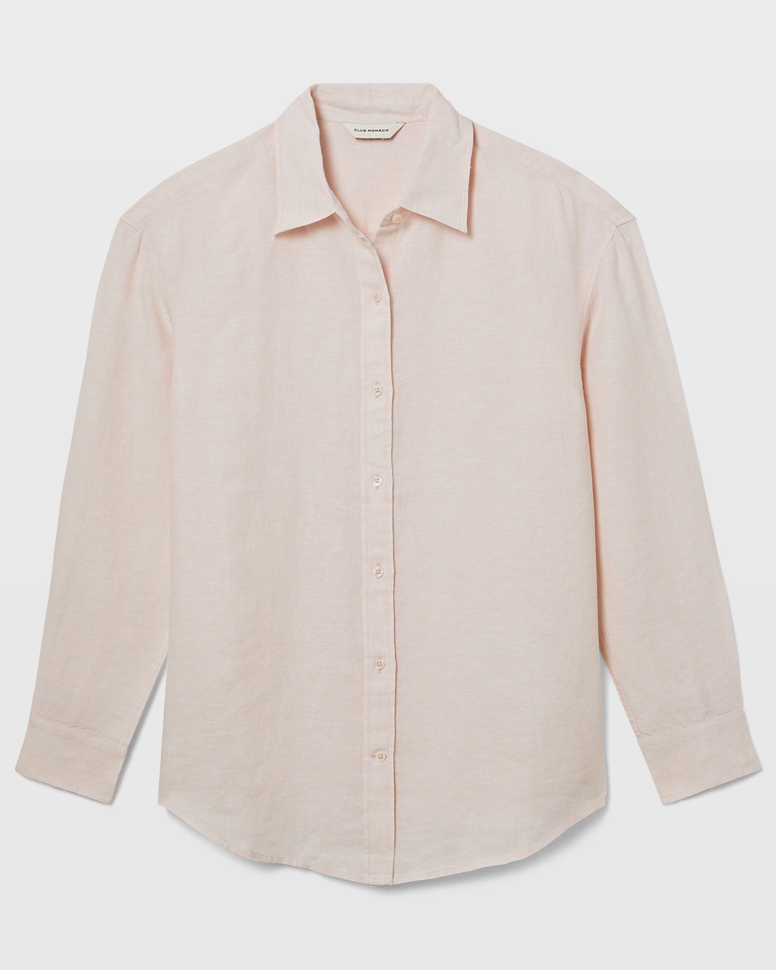 CLUB MONACO - Chemise en lin à manches longues - Pêche