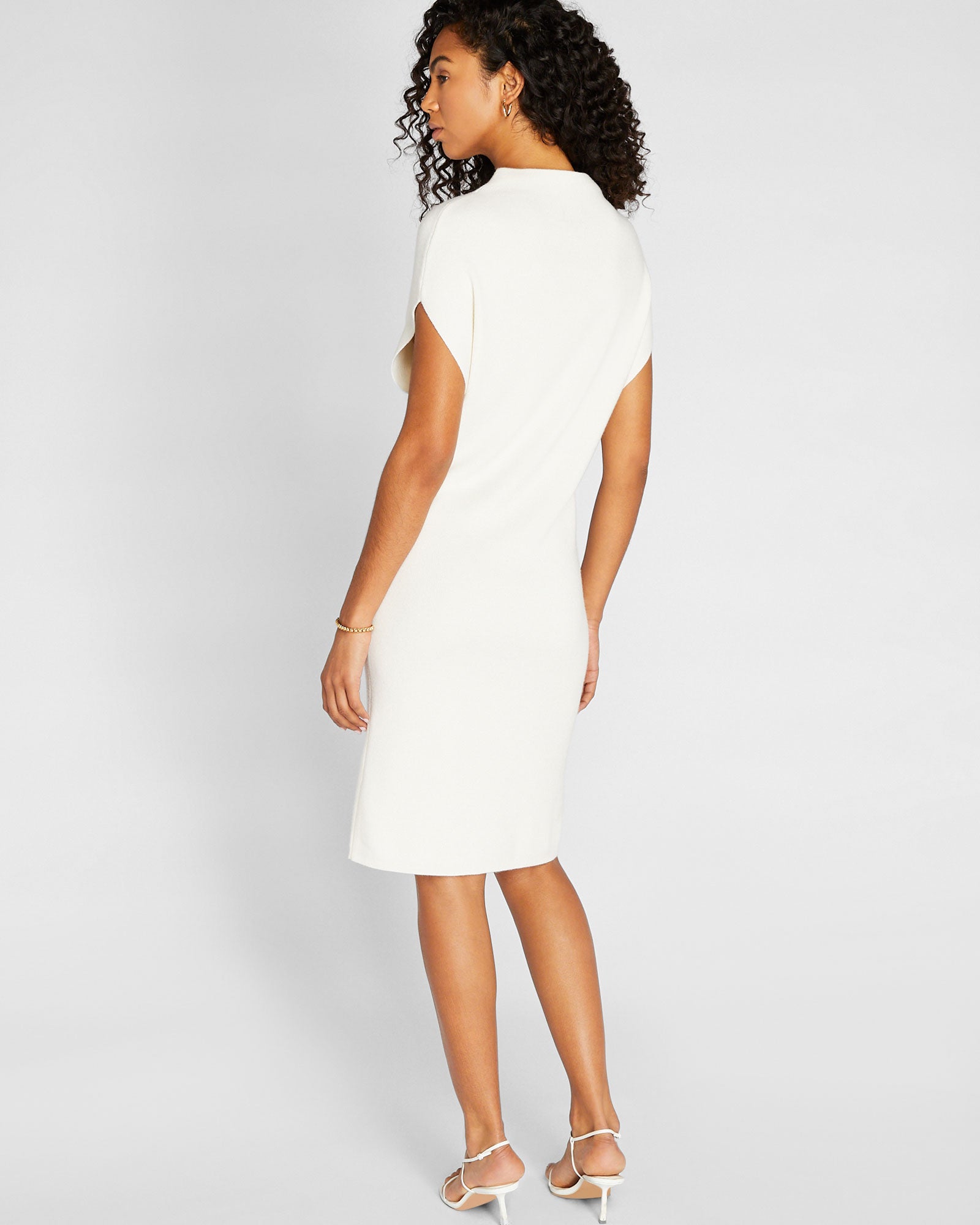 CLUB MONACO - Robe en laine côtelée Abhy - Blanc De Blanc