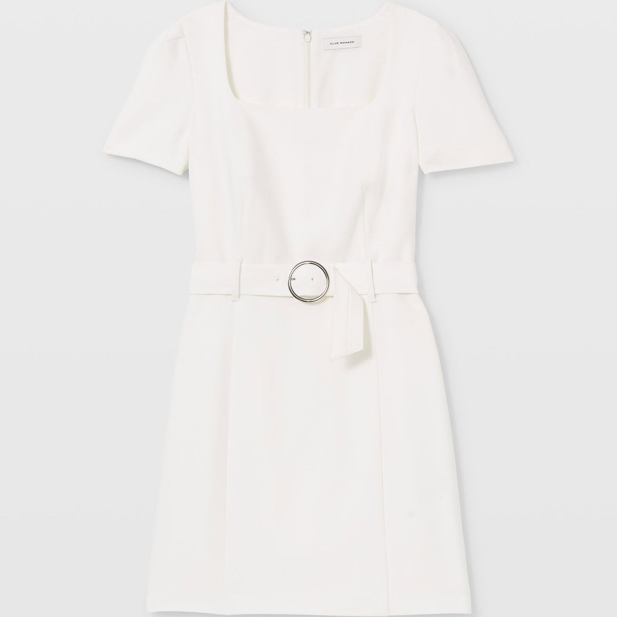 Women's White Belted Mini Dress