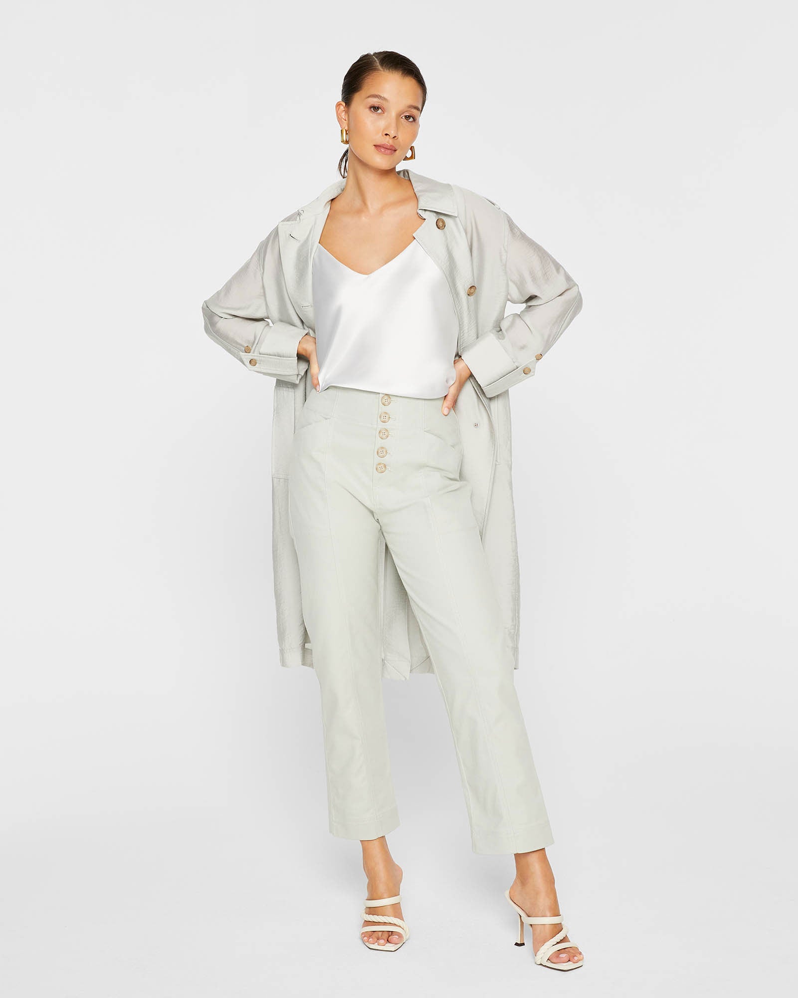 CLUB MONACO - Button Front Utility Pants - Storm Dust