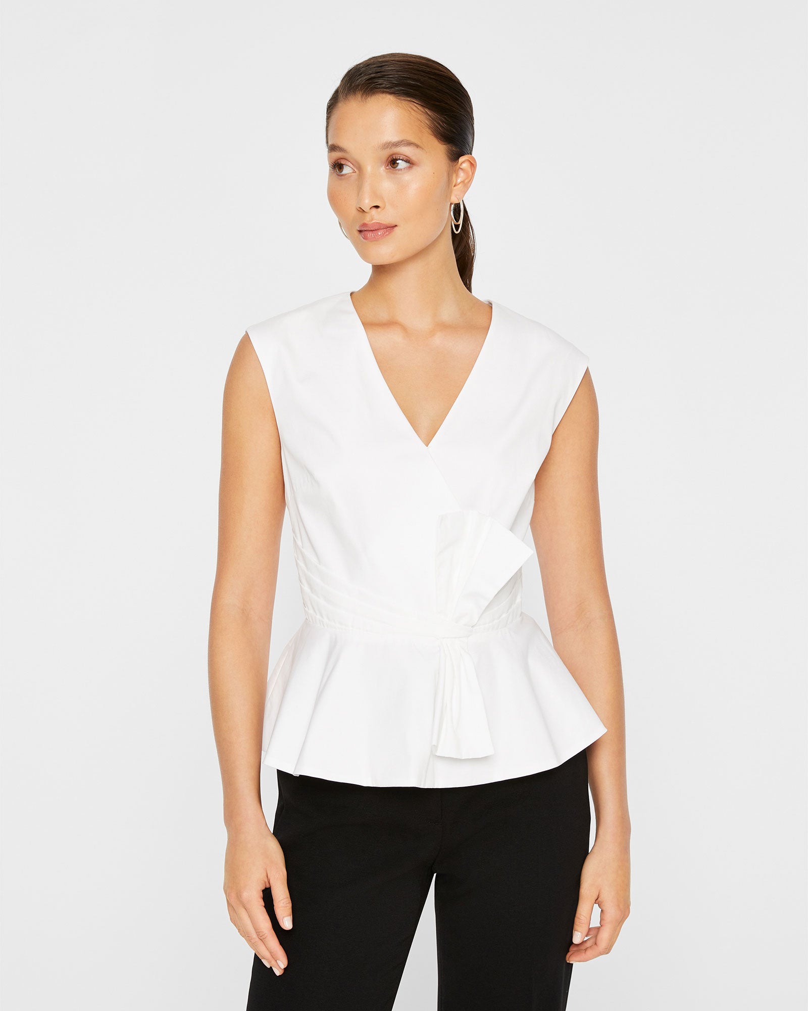 CLUB MONACO - Waisted Bow Top - White