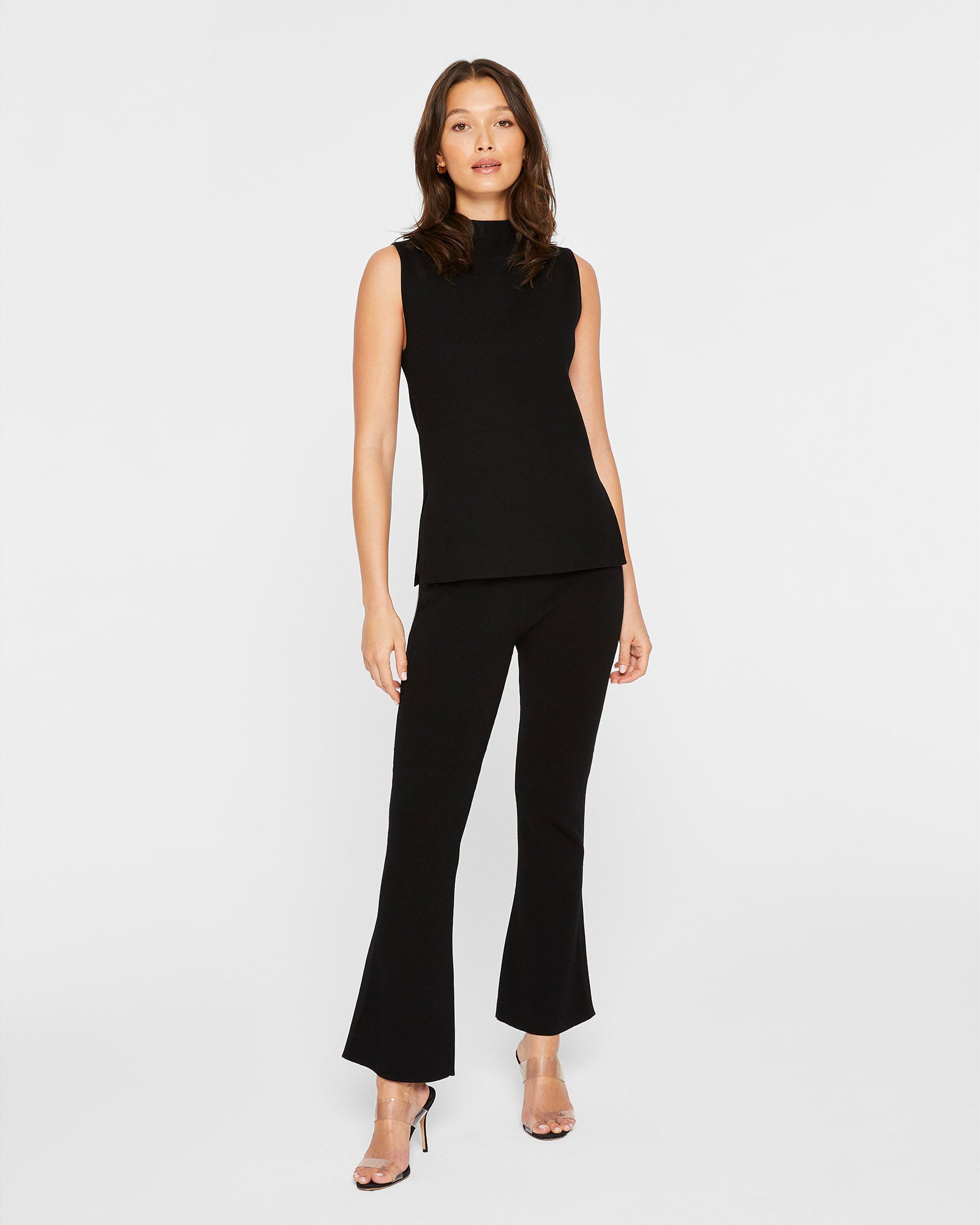 CLUB MONACO - Rib Kick Flare Sweater Pants - Soot Black