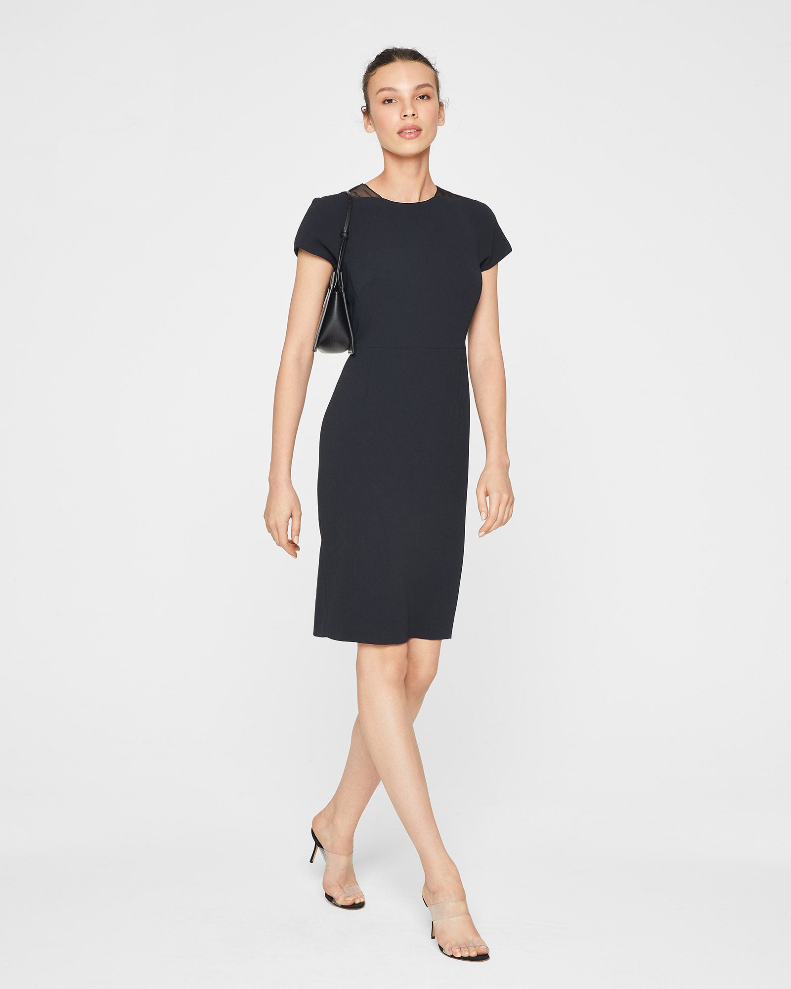 CLUB MONACO - Sheer Detail Sheath Dress - Black