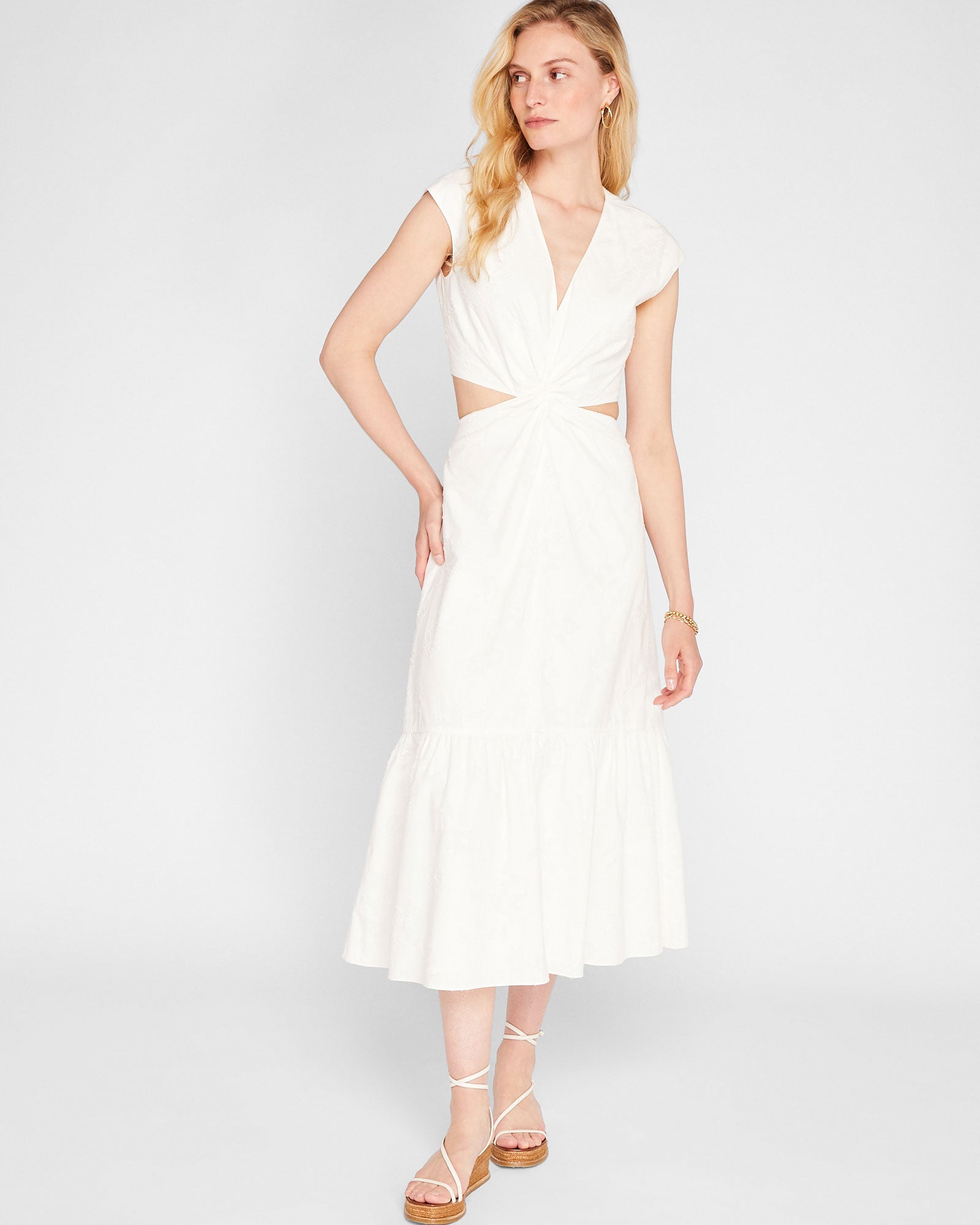 CLUB MONACO - Twist Front Cut Out Maxi Dress - White