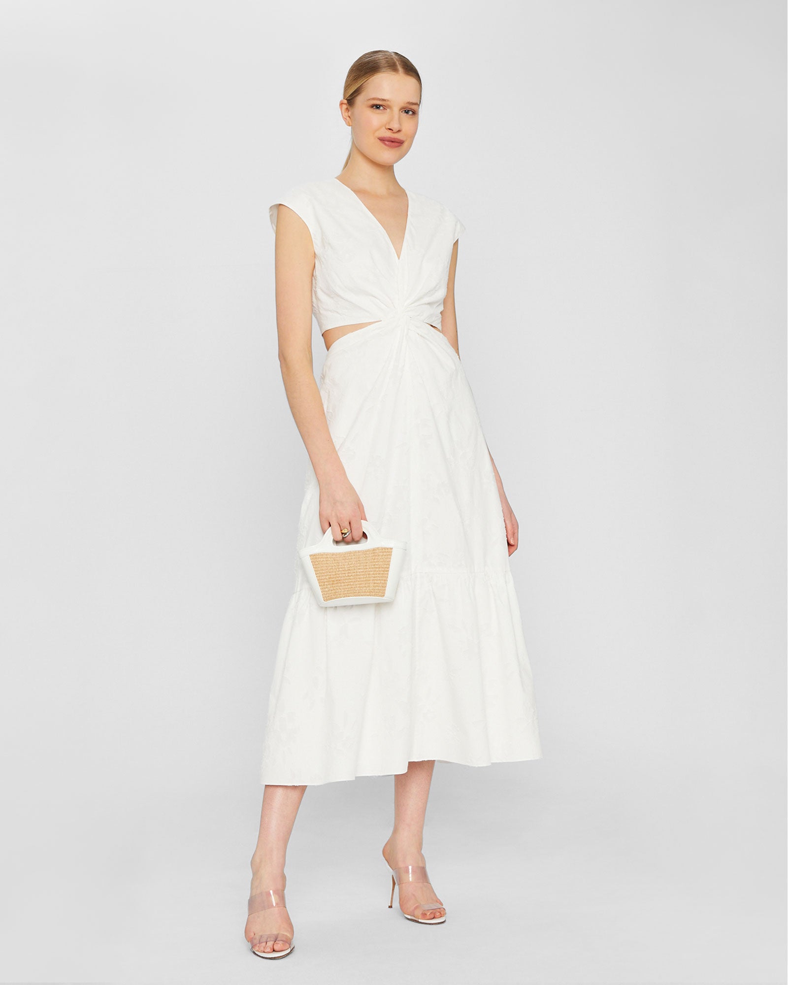 CLUB MONACO - Twist Front Cut Out Maxi Dress - White