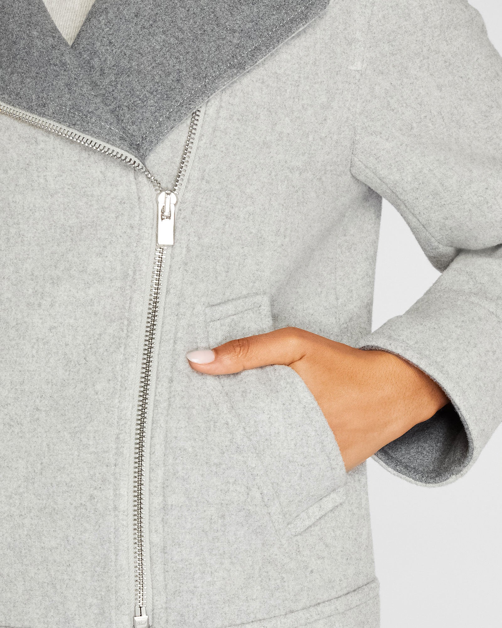 CLUB MONACO - Veste de moto deux tons - Gris