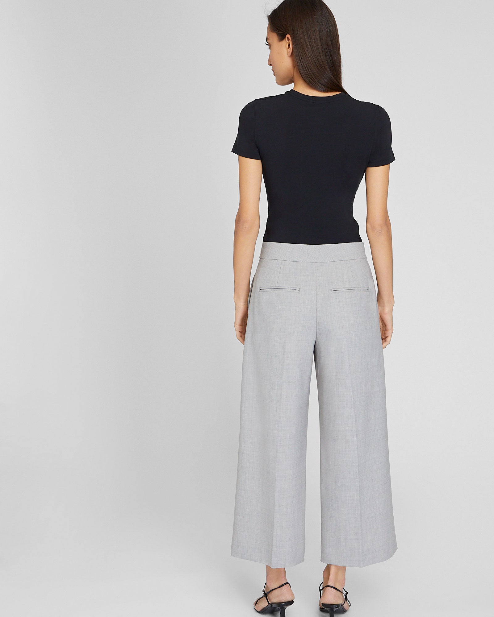 CLUB MONACO - Pantalon Borrem à jambes larges - Gris Chiné Clair