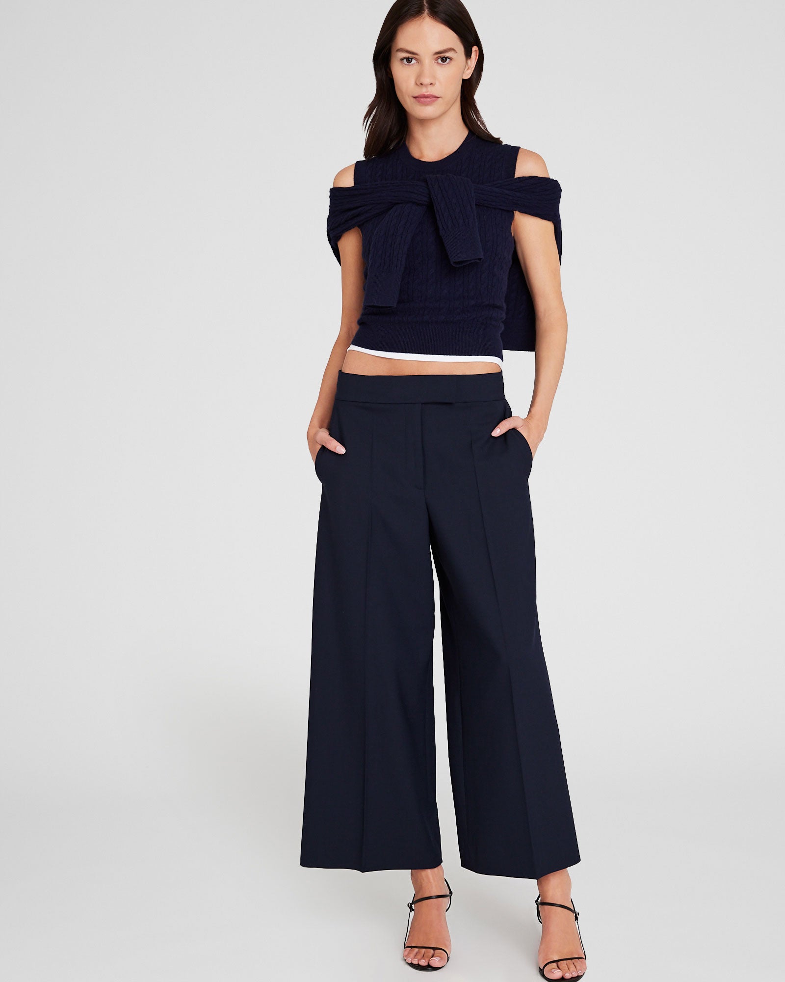 CLUB MONACO - Pantalon Borrem à jambes larges - Marine