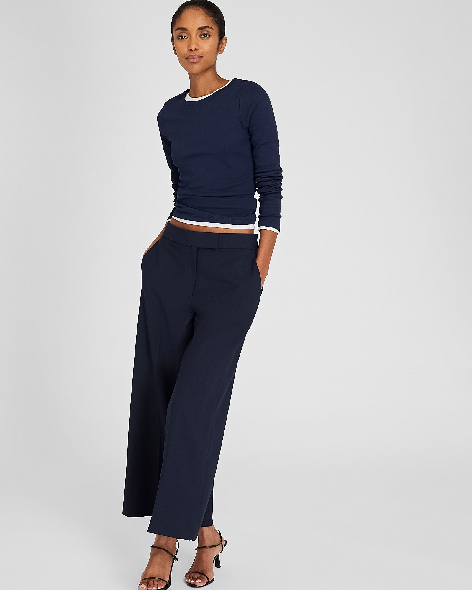 CLUB MONACO - Pantalon Borrem à jambes larges - Marine