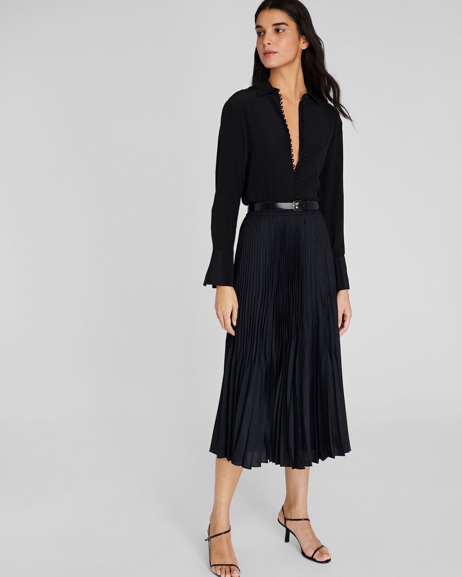 CLUB MONACO - Angle Pleated Skirt - Black Base