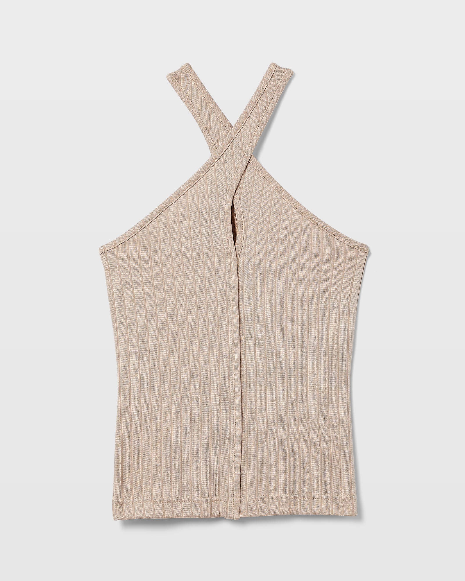 CLUB MONACO - Shiny Wide Rib Halter Top - Simply Taupe