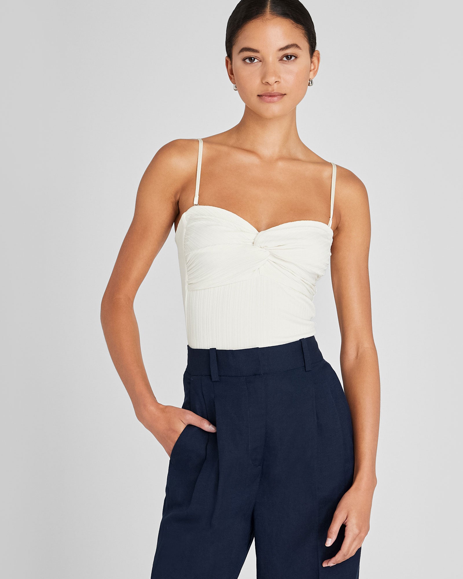 CLUB MONACO - Plissé Bustier Top - Antique White