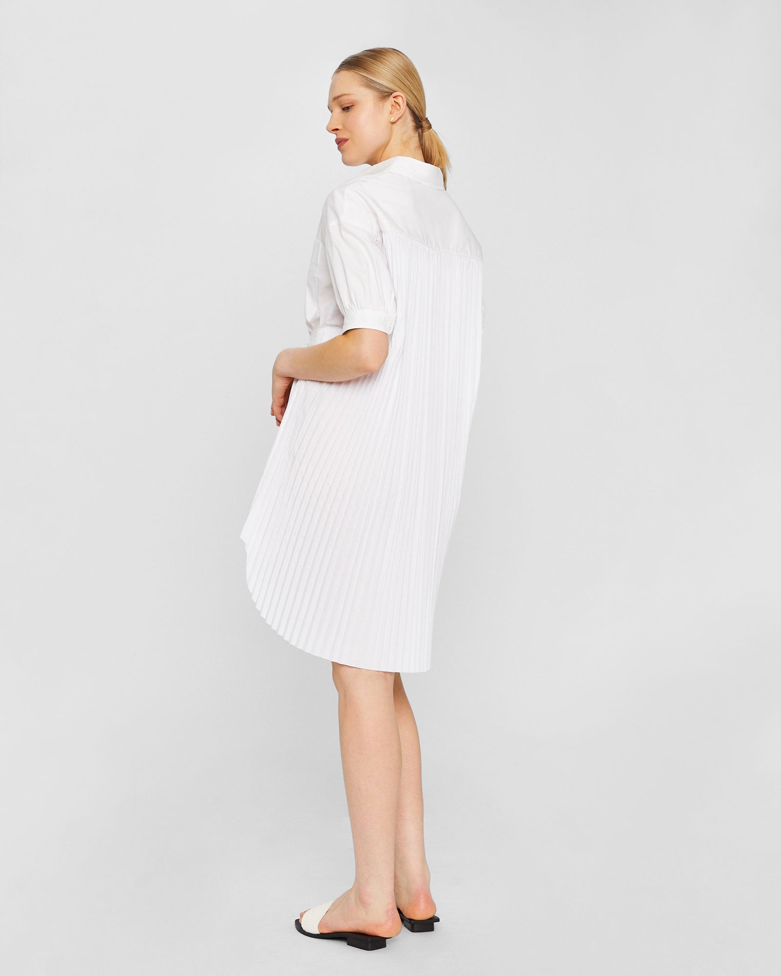 CLUB MONACO - Novel Pleated Shirt Dress - White